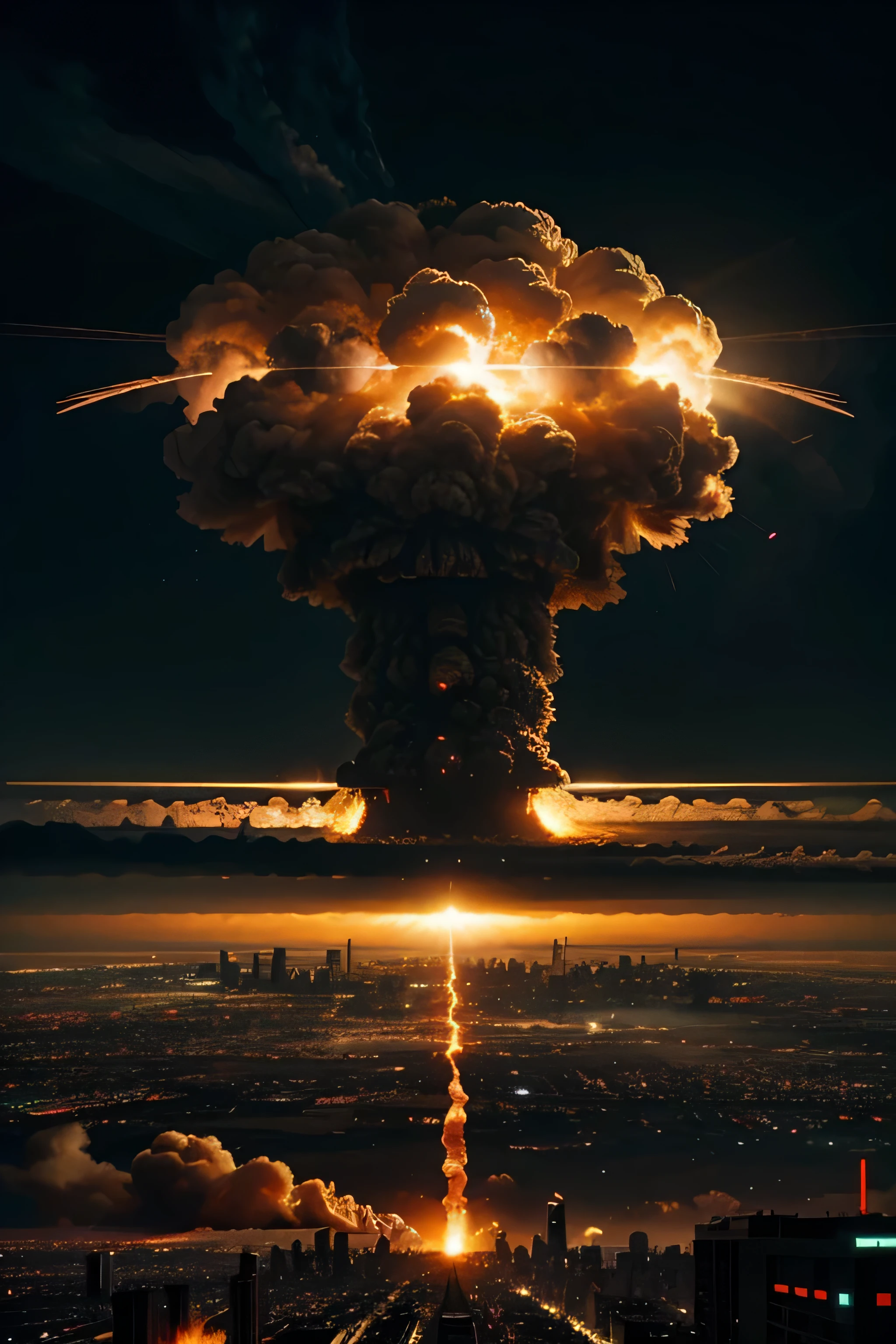 nuclear explosion in a futuristic city