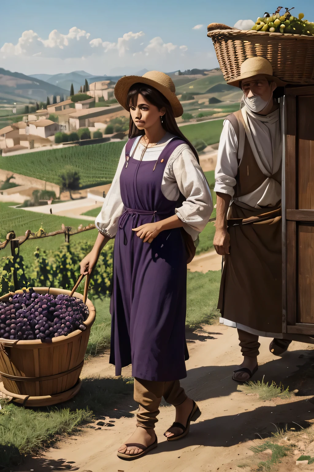 Peasant serfs at the grape harvest in Spain