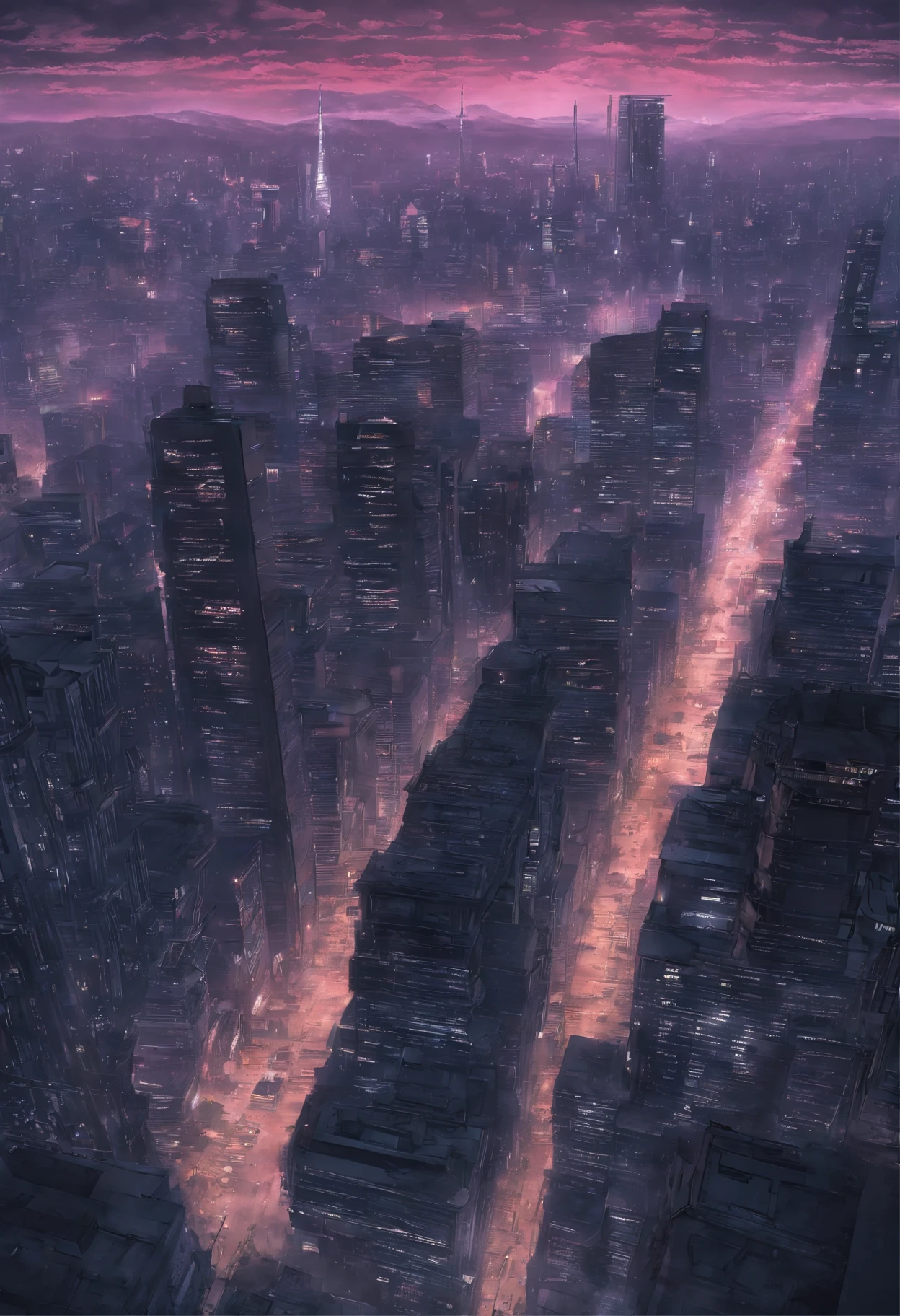 Close-up of the city with neon sunset in the background, Synthwave City, vaporwave city, Synthwave aesthetics, Neon City in the background, Background of Neo Tokyo, Neon metropolis in the background, Futuristic urban background, cyberpunk aesthetics, The city's backstory is cyberpunk, Purple Cyberpunk City, cyberpunk city background, cyberpunk aesthetics, cyberpunk atmosphere, Cyberpunk cityscape,anime clouds, Anime background, anime sky, in style of makoto shinkai, Beautiful puffy clouds. the anime, style of makoto shinkai, makoto sinkai!, beautiful anime scenery, based on Makoto Shinkai, Anime Landscape Wallpaper, makoto sinkai!!, Makoto Shinkai art style,japanaese girl,pale skin,beatiful face(purple hair)red jacket,Tokyo at night, with Cyberpunk style,Japanese streetwear,Tokyo Fashion,In a Cyberpunk 2 jacket 0 7 7,Full-length,attractive pose,Bottom view