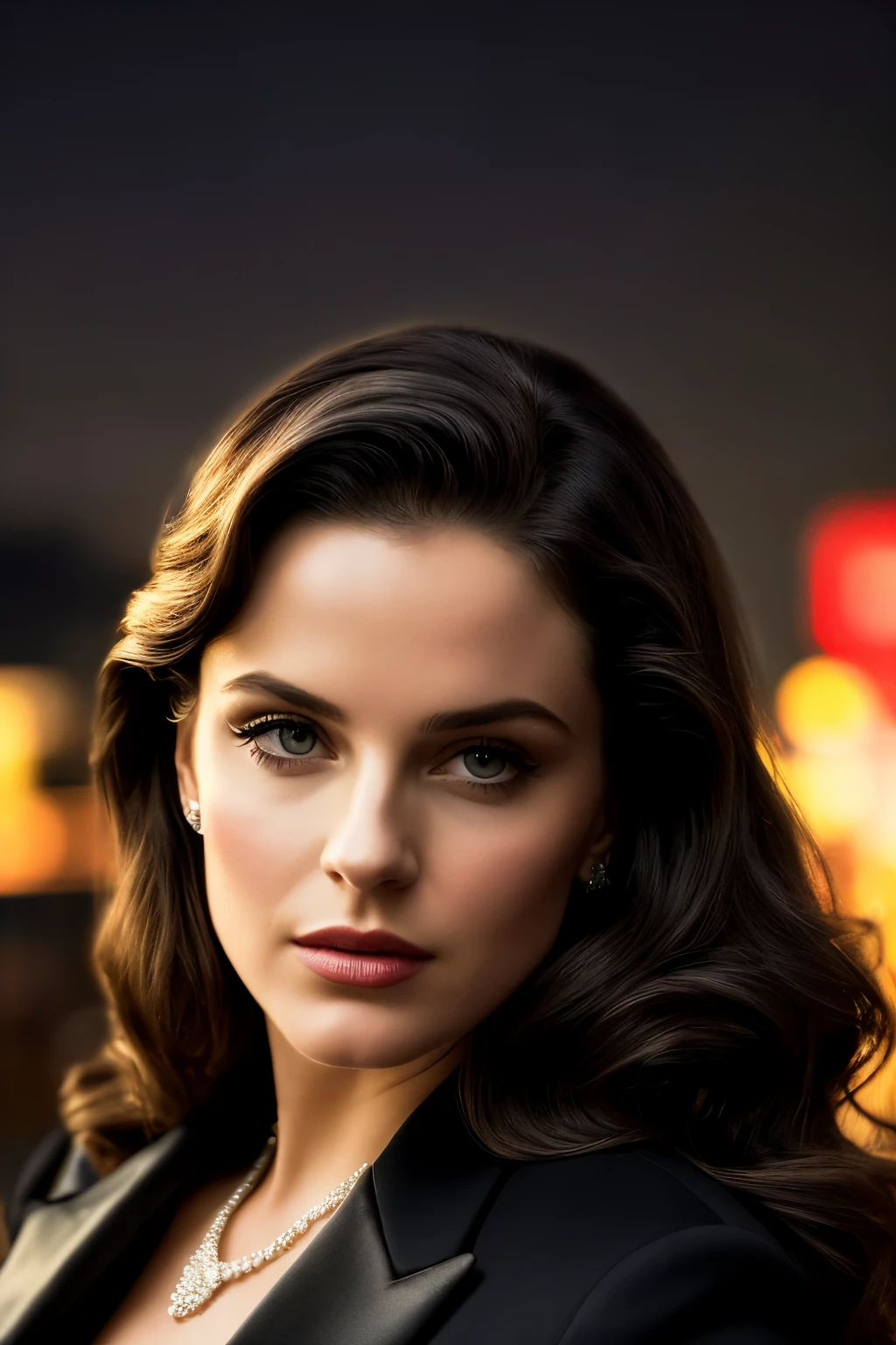 (RAW style, masterpiece, best quality, ultra-detailed), influential figure, long hair, black three-pin suit, dramatic lighting, cinematic framing, classic Hollywood glamour, iconic silhouette, city lights backdrop, vintage movie posters, timeless elegance, cinematic allure, golden age of glamour, sophisticated setting, hyper-realistic image, high-definition textures, intricate details, sharp focus, cinematic composition, dramatic contrast, cinematic shadows, perfect lighting, lifelike skin, ultra-high resolution, rich colors, cinematic tones, film-inspired aesthetic, inspired by Hollywood classics.

Im