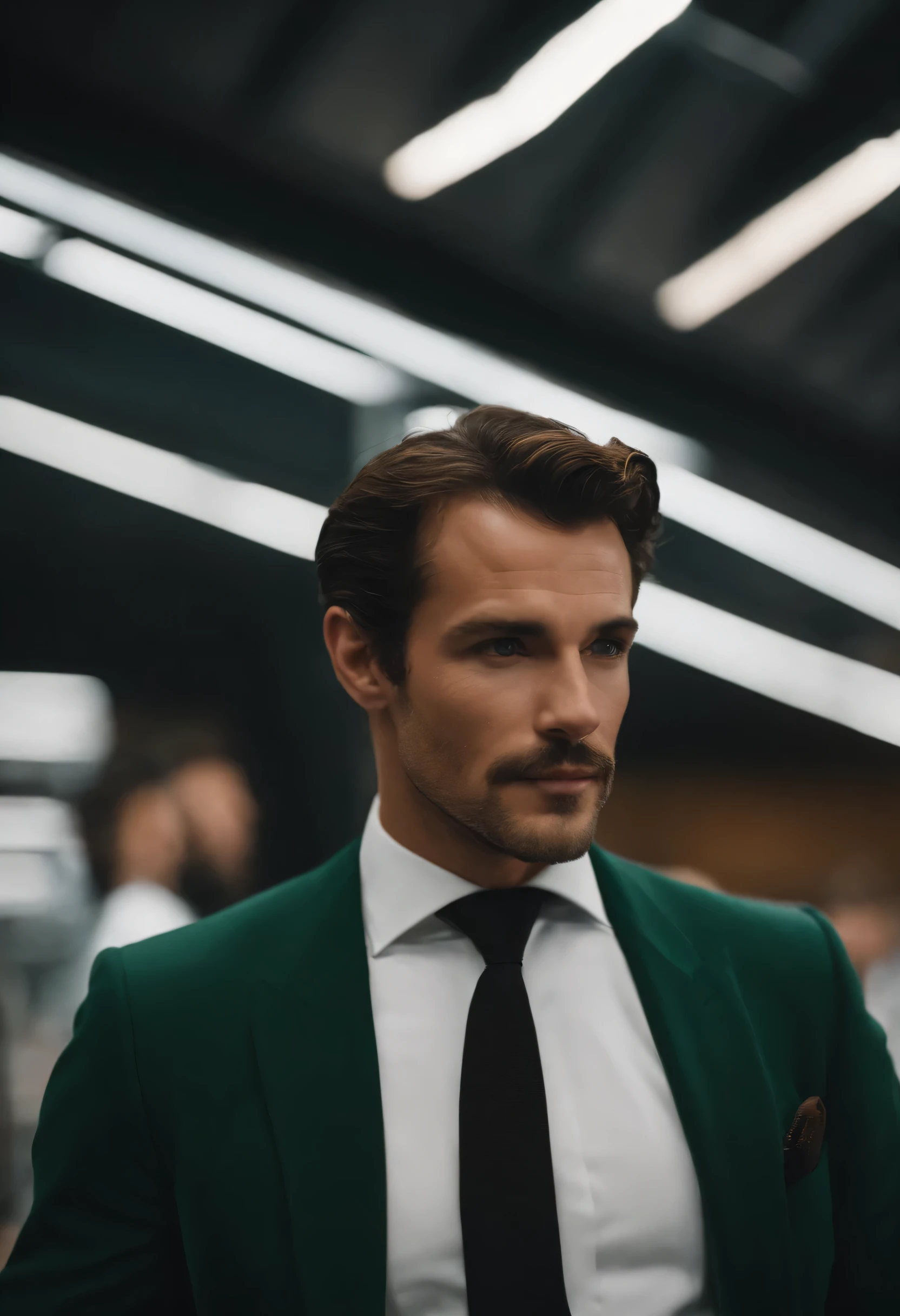 mysterious man'environ 33 ans, avec des cheveux noirs hirsutes qui lui tombent sur le front. Ses yeux sont d'a deep green and an enigmatic glow. He has a square chin and a serious expression., qui cache tes émotions.
Sa taille est moyenne, But he has an athletic posture and'air confiant d'un chef d'entreprise... He usually wears elegant clothes, ce qui lui donne une aura de mystère et professionnelle de chef d'entreprise.