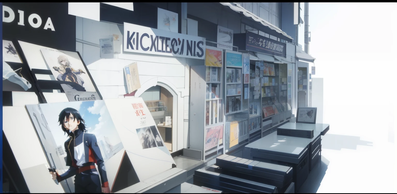 il y a de nombreux magazines sur les étagères du magasin, noir animation, Photo de film d&#39;animation, film d&#39;animation, d&#39;Akira ( 1 9 8 8 ) style, capture d&#39;movie screen&#39;animation, capture d&#39;screen of the&#39;anime Guro, film taken from&#39;A dessin anime, animation encore screencap, animation encore, image fixe animée, style de film d&#39;animation akira