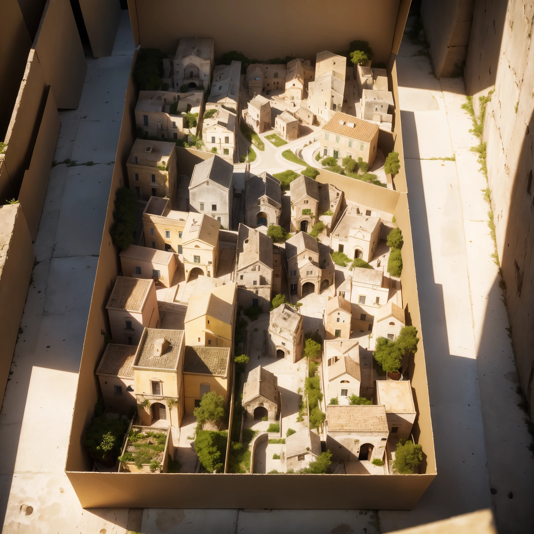 Matera realistic model, (bifurcation, original photo, best quality, masterpiece:1.4), sassi_di_matera, Matera City, (Matera light:1.3), Matera (related to land), (in a small nature box:1.3), Isometric, small nature, landscape on foundation, landscape, extremely detailed, 8K, apocalyptic punk style, miniatures, macro photography in close-up