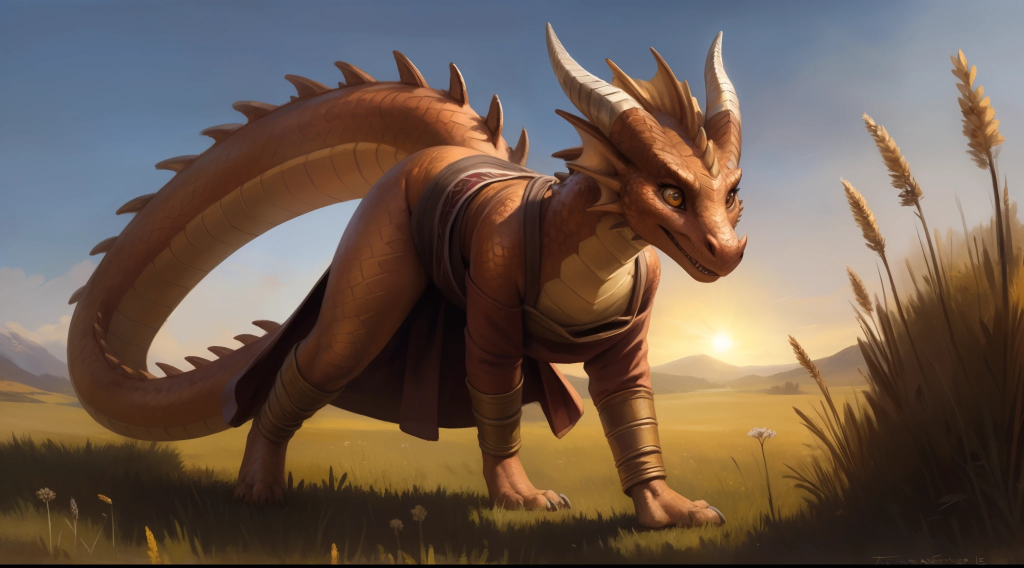 (by taran fiddler, by Kenket), by the-minuscule-task, by zummeng), (anthropomorphic dragon, furry, woman, antrum, extremely detailed, extremely detailed legs, extremely detailed arms, extremely detailed face, perfectly detailed eyes, perfectly detailed anatomy), solo, perspective, adult, mature body, curvy, feminine face, big eyes, golden eyes, (single tail), (dragon horns, dragon scales, dragon muzzle, small dragon nose), smooth scales, detailed gold scales, shiny golden scales, gold skin, looking up confused, standing, bending over, sickle, full body shot, painterly, traditional style, depth of field, cutting wheat in a field, harvesting, Austrian dress, black apron, woven sun visor, long sleeves, white sleeves, puffy sleeves, wide belt, skinny waist, peasant dress, medieval, fantasy, overexposed sunlight