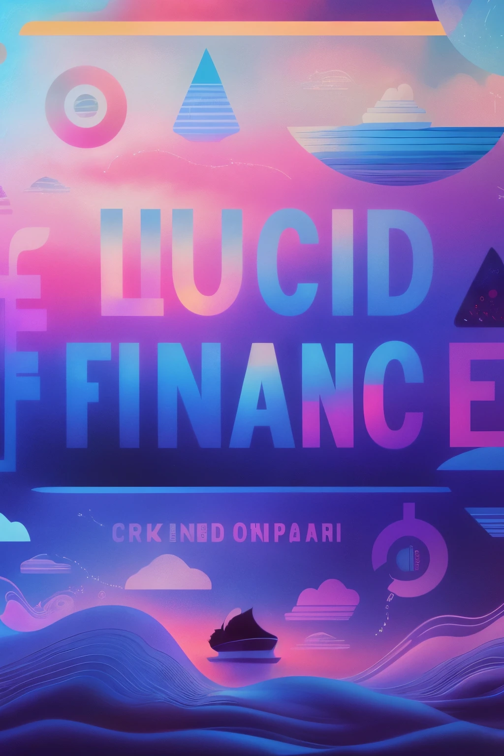 a close up of a poster with a picture of a boat and clouds, lucid, lucid and intricate, lucid dream series, lucid dream, lofi album art, hi - tech luciferian synthetic, lofi, muted flat surreal design, leonid, lucid dreaming, lo fi, album cover, abstract occult epic composition, by Líviusz Gyulai