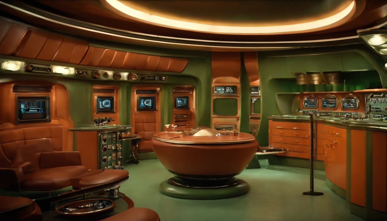 1950s TV series setting, spacecraft interior, retro old design,boa imagem，In addition to scientific and technological training，1 9 5 0, TV series style 