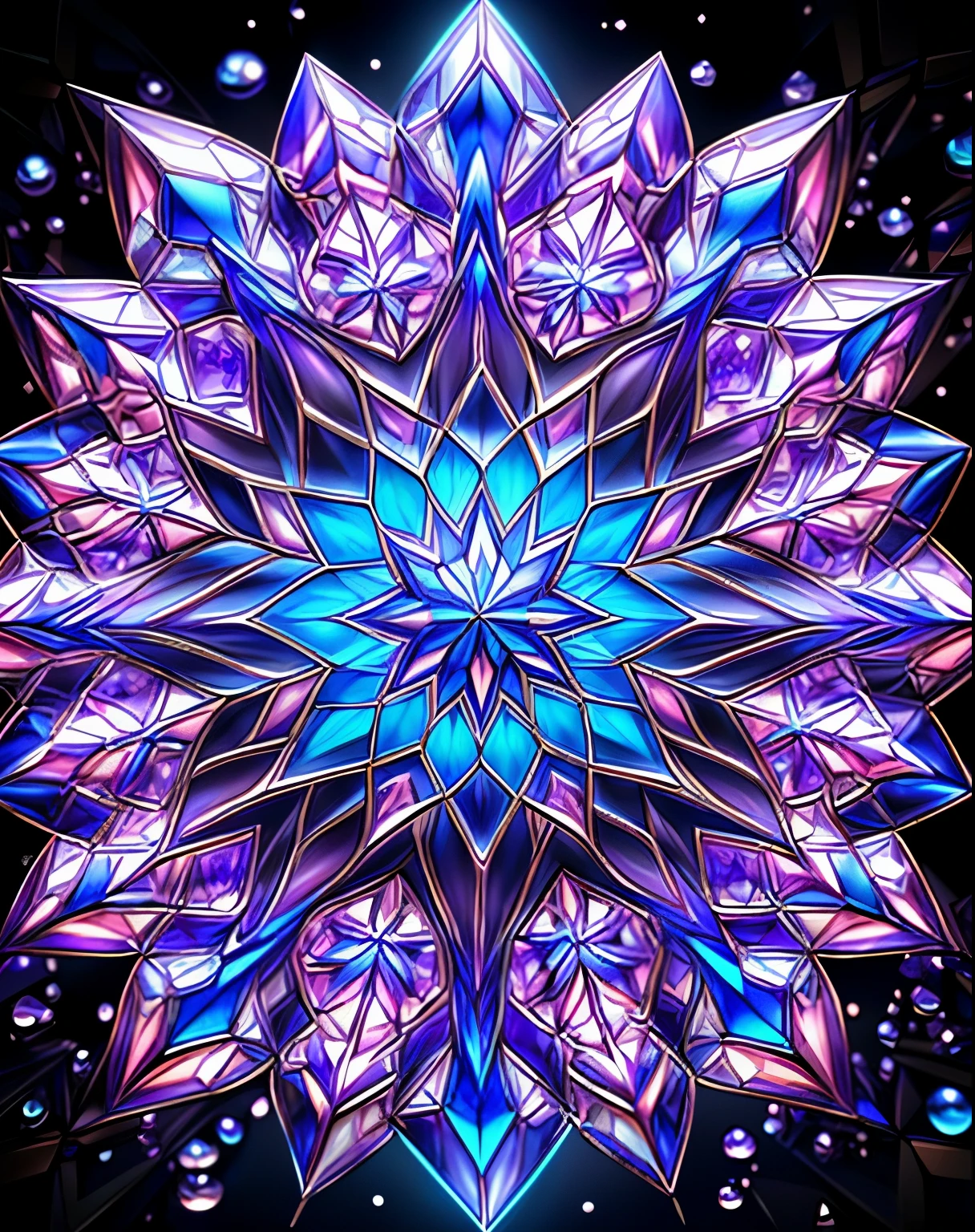 a 3D design with intricate patterns, vibrant colors, and a mesmerizing symmetrical composition, high quality and ultra-detailed, reminiscent of a mesmerizing kaleidoscope, with a masterful combination of geometric shapes and organic forms, evoking a sense of depth and movement. The design showcases a harmonious blend of crisp edges and smooth curves, highlighting the meticulous attention to detail. The patterns display a symphony of contrasting colors, ranging from bold and vibrant shades to subtle and delicate hues, creating a dynamic visual experience. The lighting illuminates the design, casting dramatic shadows and enhancing the three-dimensional effect. Overall, this artwork exudes a sense of creativity, precision, and innovation, making it a captivating masterpiece in the world of 3D design.