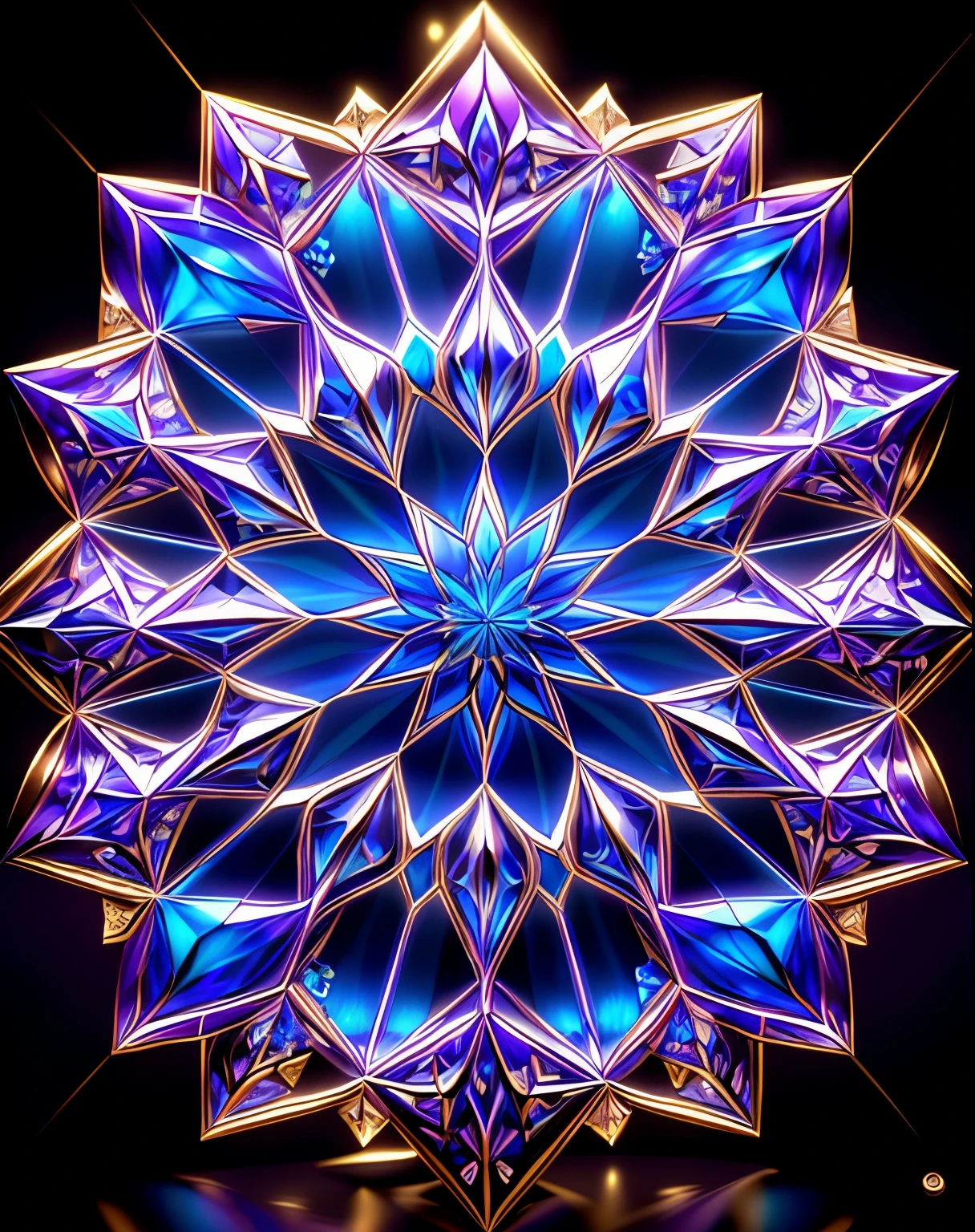 a 3D design with intricate patterns, vibrant colors, and a mesmerizing symmetrical composition, high quality and ultra-detailed, reminiscent of a mesmerizing kaleidoscope, with a masterful combination of geometric shapes and organic forms, evoking a sense of depth and movement. The design showcases a harmonious blend of crisp edges and smooth curves, highlighting the meticulous attention to detail. The patterns display a symphony of contrasting colors, ranging from bold and vibrant shades to subtle and delicate hues, creating a dynamic visual experience. The lighting illuminates the design, casting dramatic shadows and enhancing the three-dimensional effect. Overall, this artwork exudes a sense of creativity, precision, and innovation, making it a captivating masterpiece in the world of 3D design.