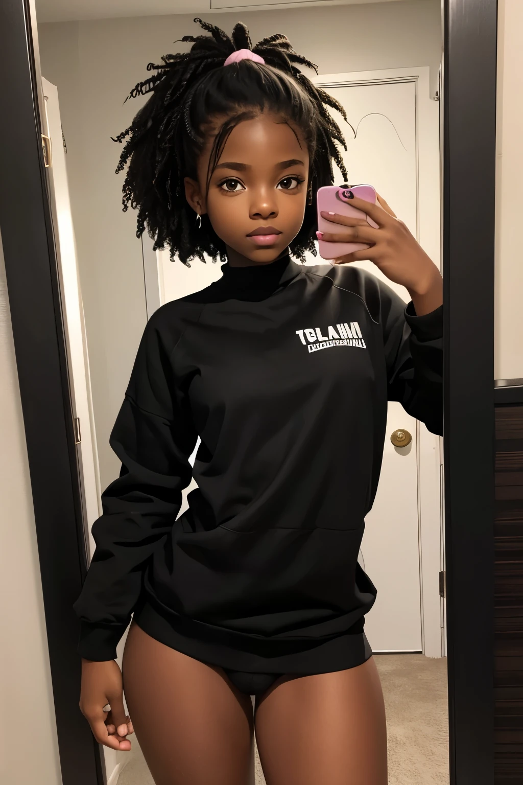 Young black girl dressed provocatively