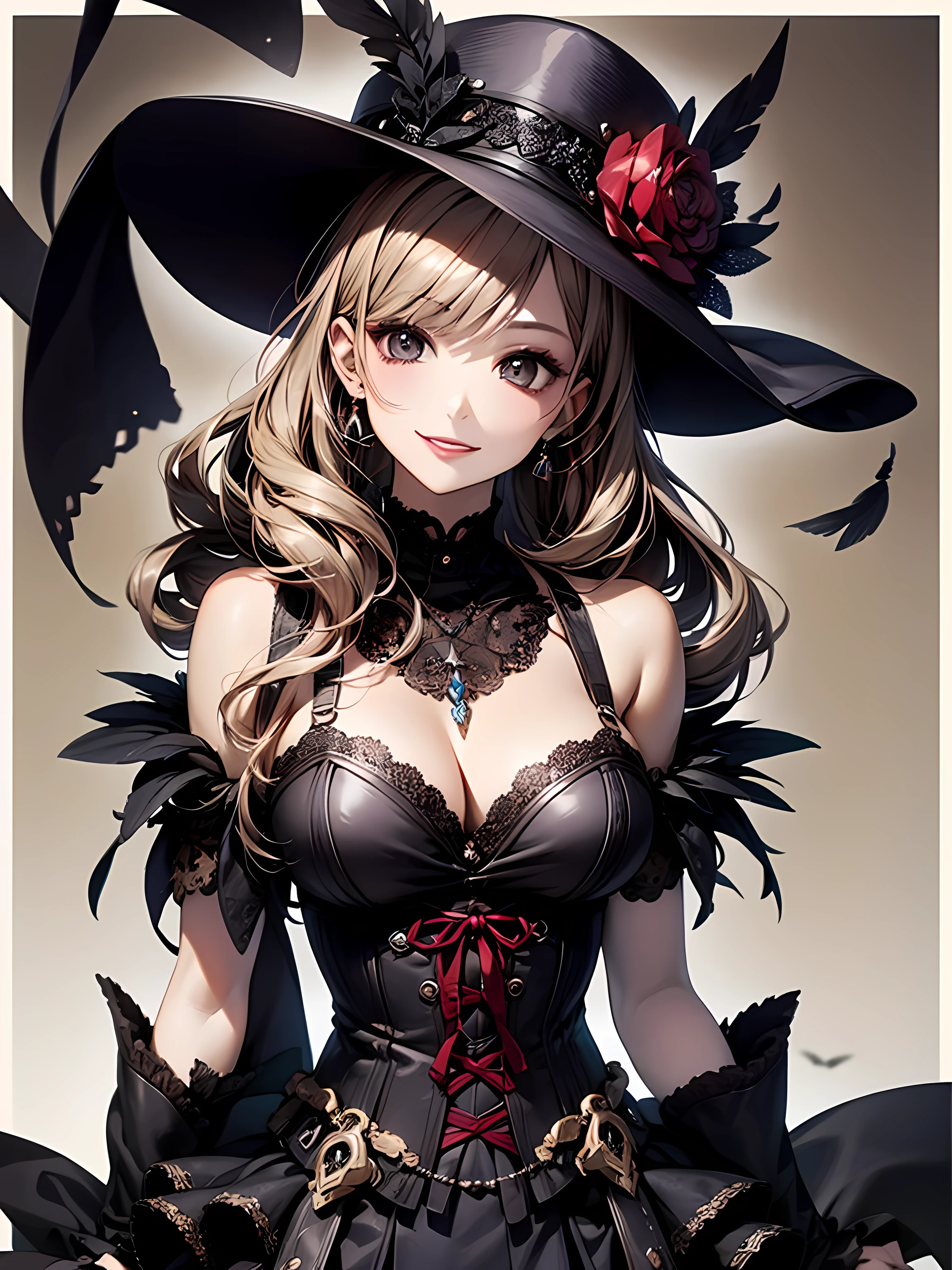//quality
(最高quality:1.2), (beautiful:1.2),
break
//composition
(1 girl:1.3), (alone:1.3), (Are standing:1.3), (smile),
break
//Makeup and hairstyle perfect eyes, symmetrical eyes, (dark brown eyes:1.1),
break
//fashion gothic steampunk ensemble,
break
Embrace the dark and mysterious allure of gothic fashion with a steampunk-inspired ensemble featuring elements of the plague mask aesthetic,
break
Start with a structured corset or bodice in rich black or deep burgundy, Intricate lace-up details and brass hardware give it a steampunk edge,
Corset、Pair with layered tulle or lace skirts of varying lengths, Add volume and drama to your silhouette,
Incorporate accessories like fingerless lace gloves,
break
a wide-brimmed top hat embellished with gear and feathers, Choker necklace with a gorgeous charm,
About the elements based on the plague mask motif, Choose a statement headpiece or mask made of leather or faux leather, It features a symbolic long beak design and decorations such as studs., gear, and chains,
break
Complete the ensemble with lace-up boots or Victorian-inspired heels, Add height and attitude to your look,
break
//体の特徴 beautiful太もも, highly detailed thighs, big breasts,
