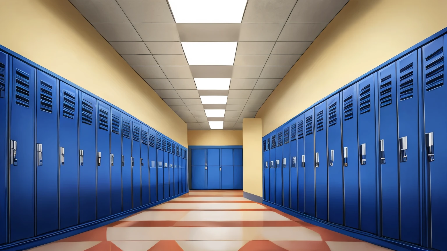 school background, school hallway, windows, lockers