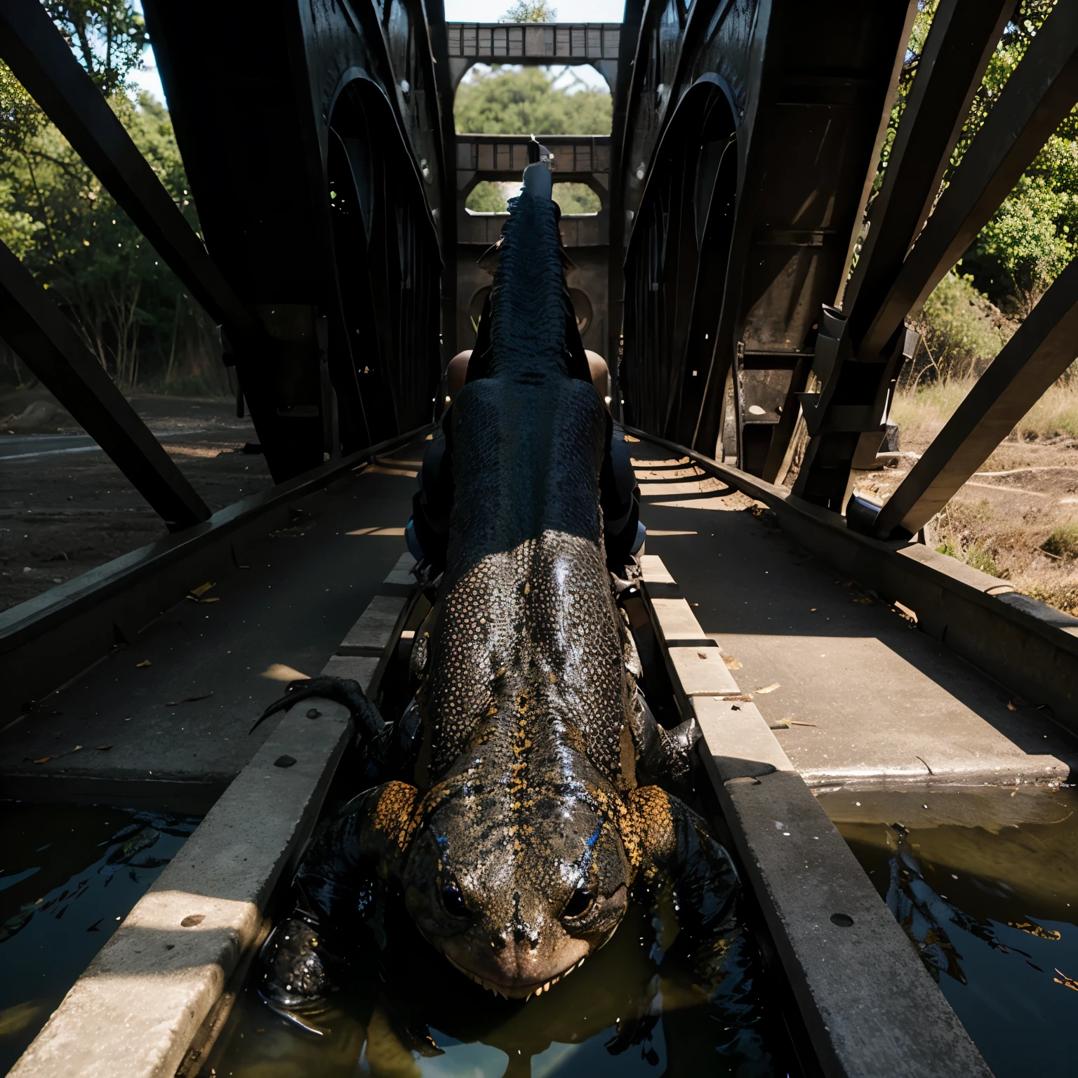 Black newt as bridge
