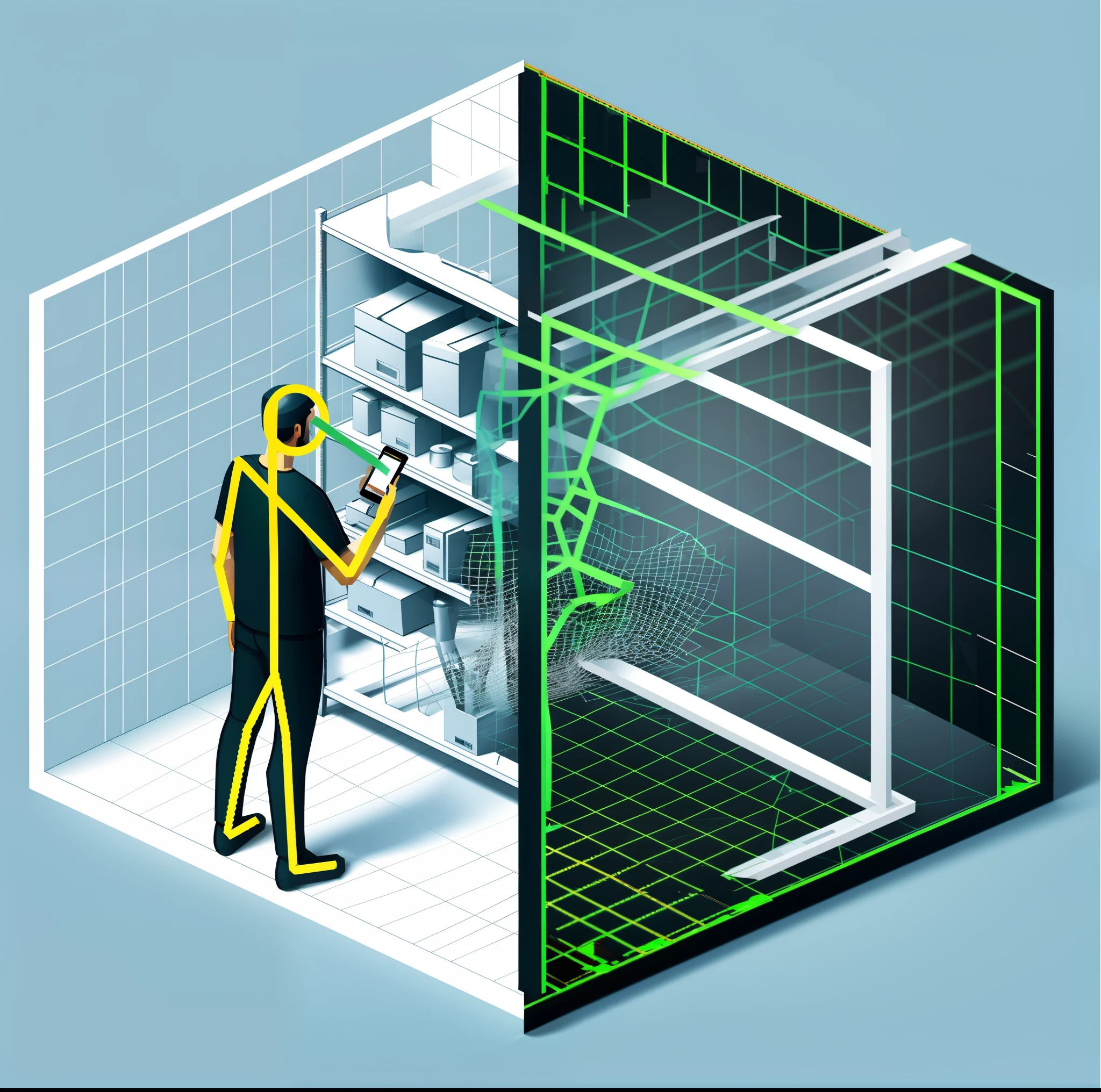 Black background only and green wireframe