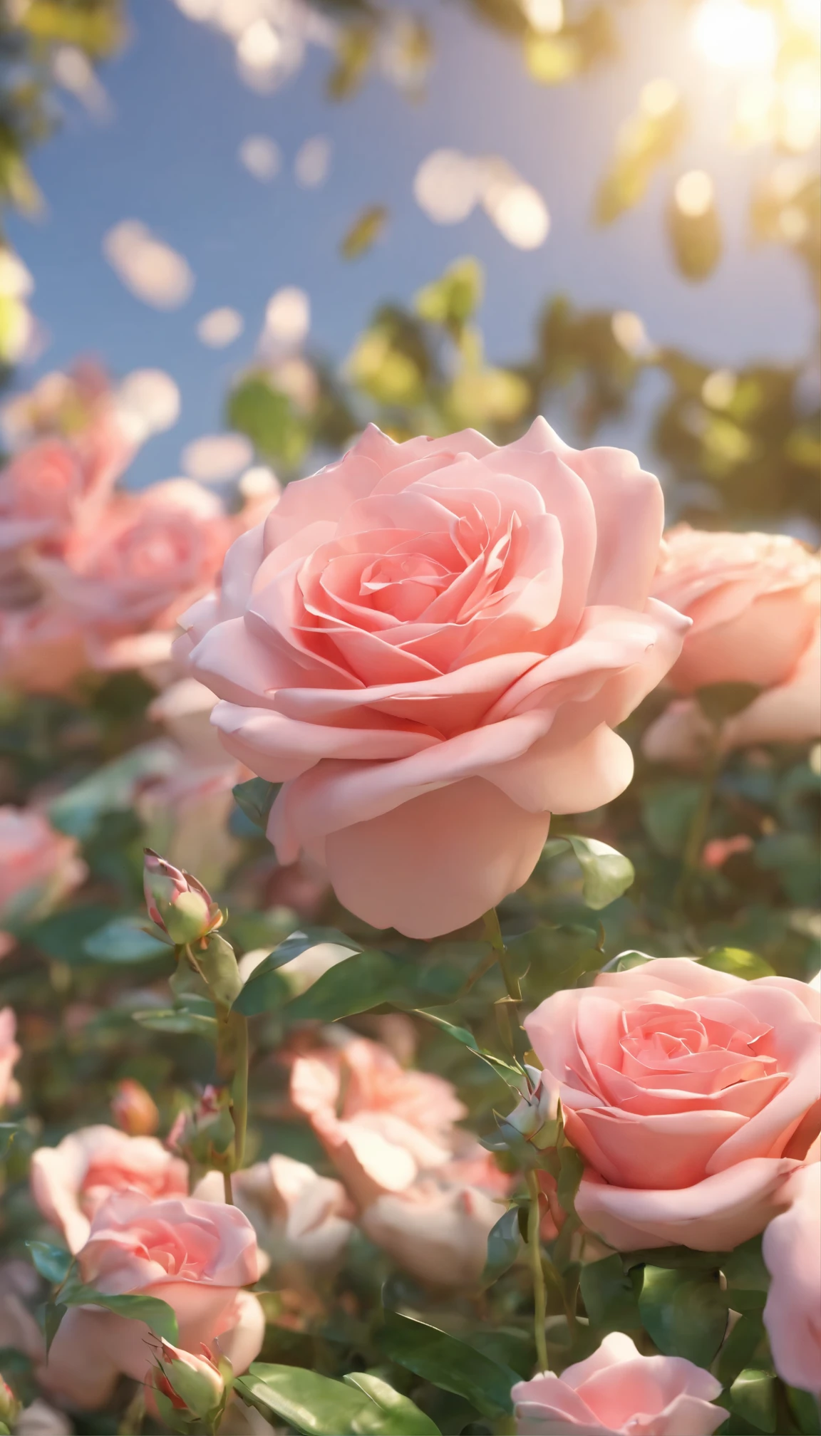Close de um esquilo no meio das rosas.