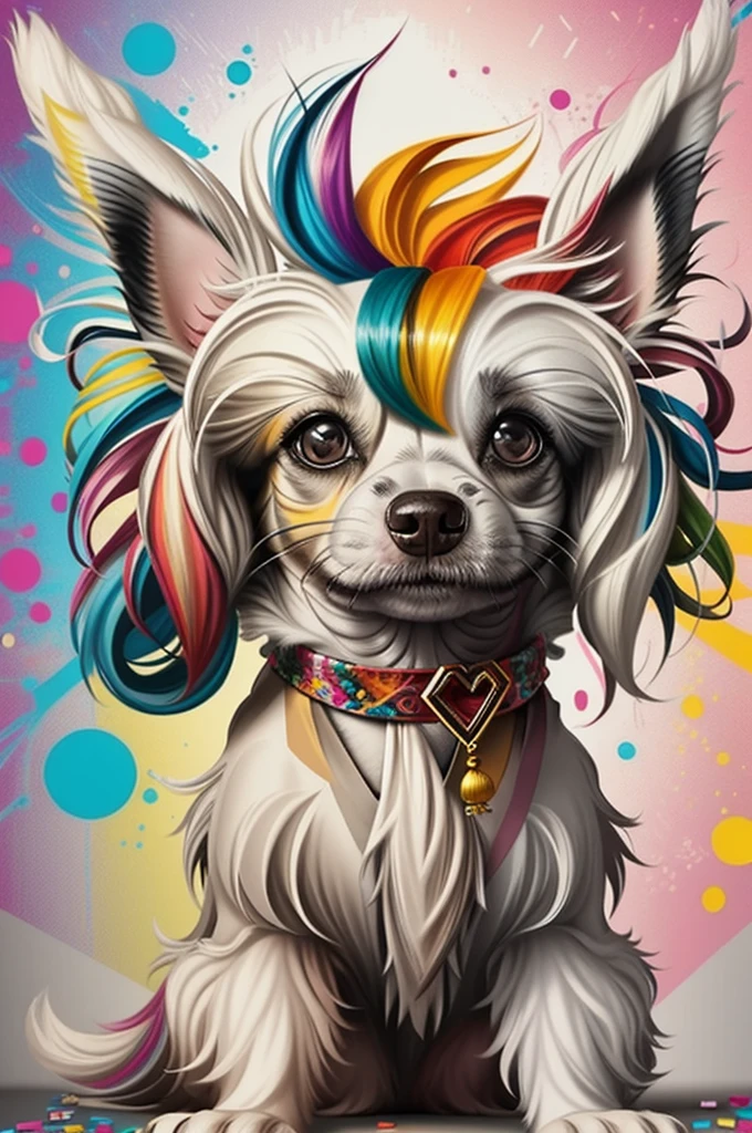 (Dog chinese crested ),(happy), Eduardo Kobra padding ,wall PORTRAIT geometric multidimensional, art, chibi,
yang08k, beautiful, colorful,
masterpieces, top quality, best quality, official art, beautiful and aesthetic,