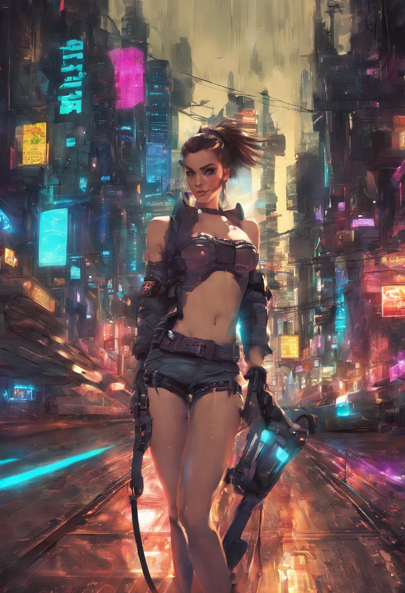 Retrato Motor irreal:1.4,CG ultra realista 64K, fotorrealista:1.4, textura de la piel:1.4, obra maestra:1.4,primer plano:1.4, Beautiful young woman in babydoll lingerie:1.5、ropa corta estilo cyberpunk., pantimedias , minifalda azul jeans, Fondo de la ciudad iluminacion colores calidos y vivos nocturno,((Foto 16k)) HDR ,super realista ,calidad cruda,(Detalles hiperrealistaovie style ,colores vivos:1.3, cielo nocturno oscuro,edificios cyberpunk, hermosa composicion.