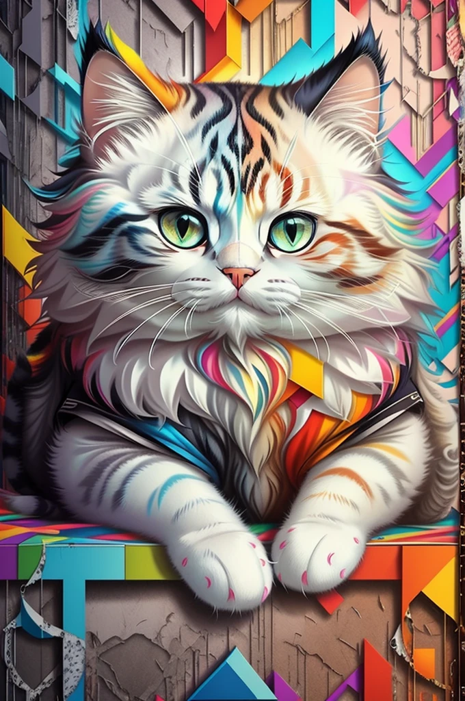 (Cat himalayan him )), Eduardo Kobra padding ,wall PORTRAIT multidimensional geometric, art, chibi,
yang016k, beautiful, colorful,
masterpieces, top quality, best quality, official art, beautiful and aesthetic,