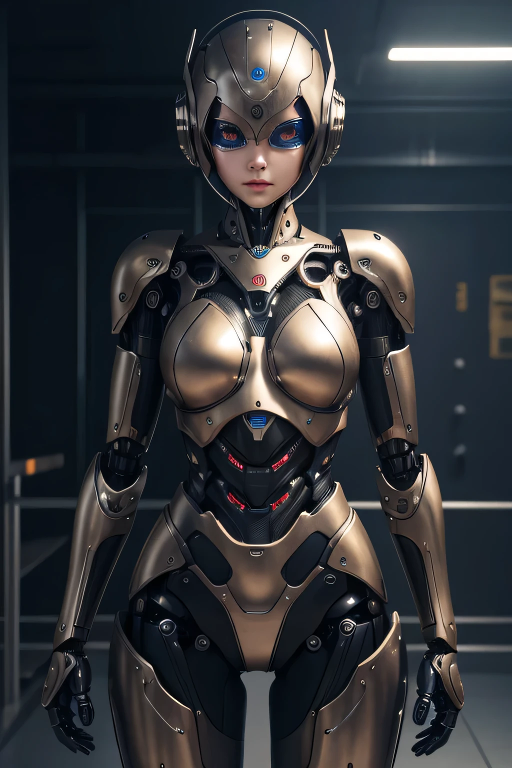 Female robot with hard mechanical body hard metal body Pose asking for a hug indoor, Hmm, retina, masterpiece, Accurate, anatomically correct, rough skin, Super detailed, advanced details, high quality, Awards, 最high quality, High resolution