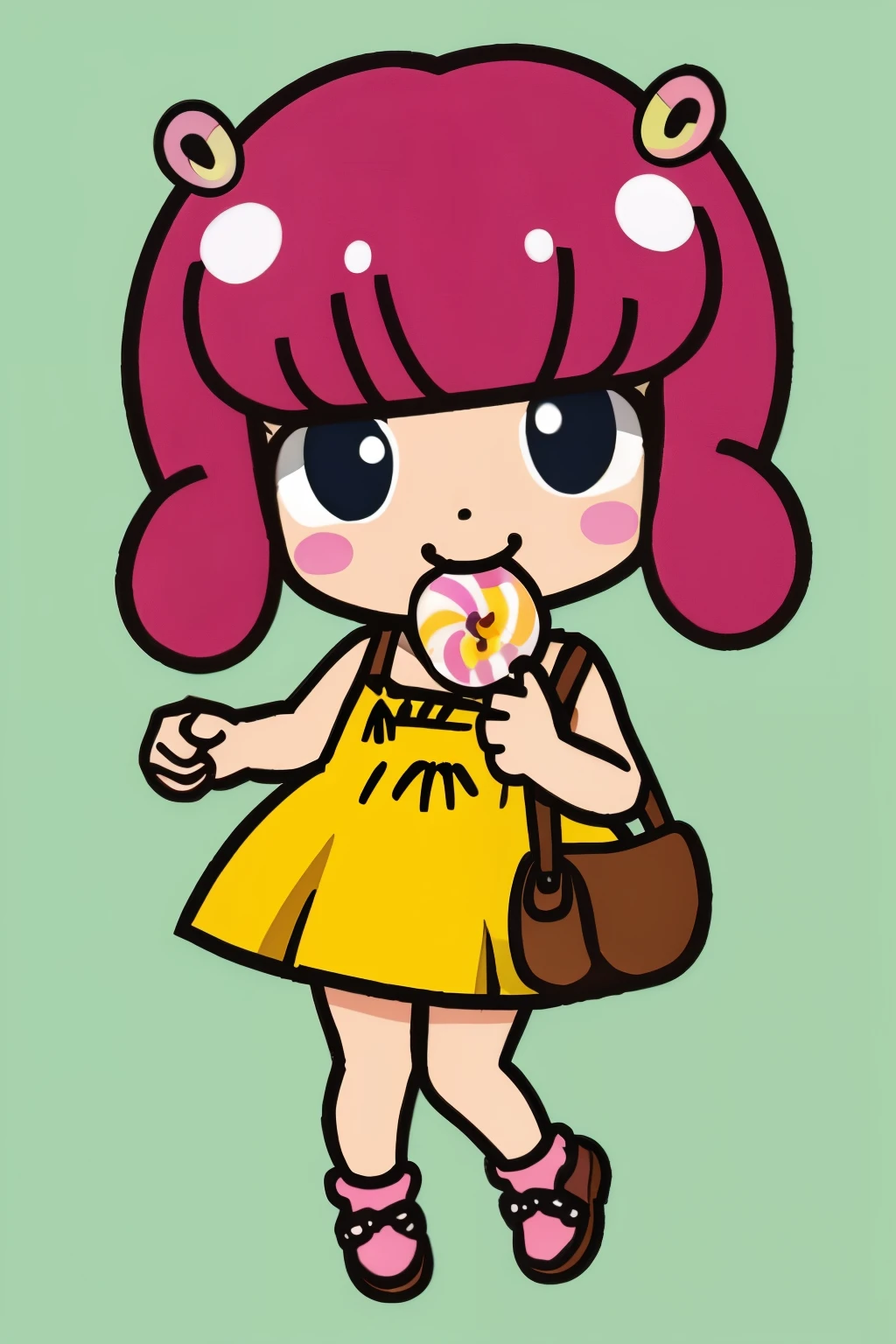 girl chibi eating candy