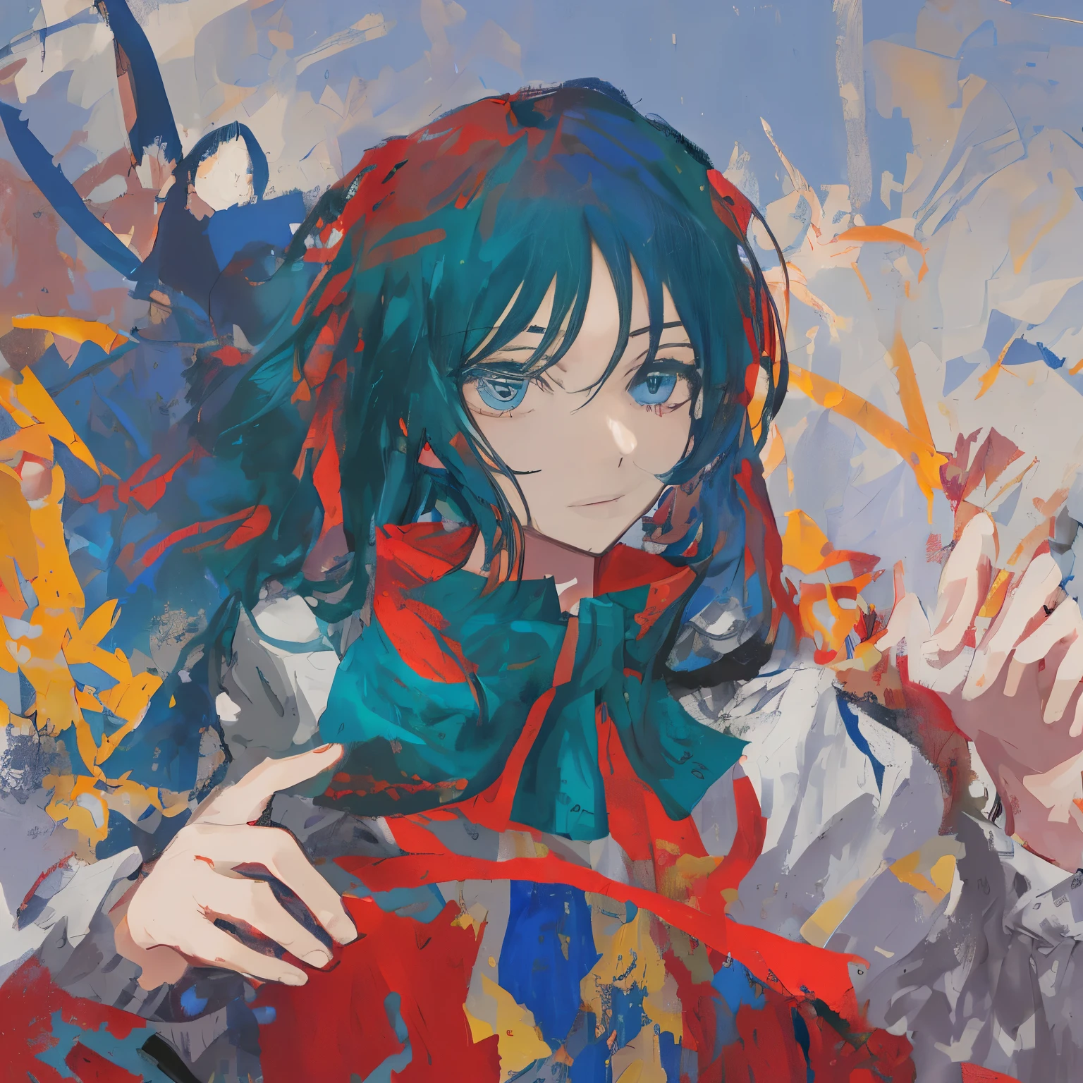 anime - imagen de estilo de un hombre con ojos azules y una capa roja, chico anime alto con ojos azules, chico guapo en el arte de Demon Slayer, chico anime, joven animado, anime moe art style, retrato anime de un hombre guapo, Retrato de Eren Yeager, arte zerochan, retrato de estilo anime, arte clave del anime, Anime rudo 8K, epic anime style