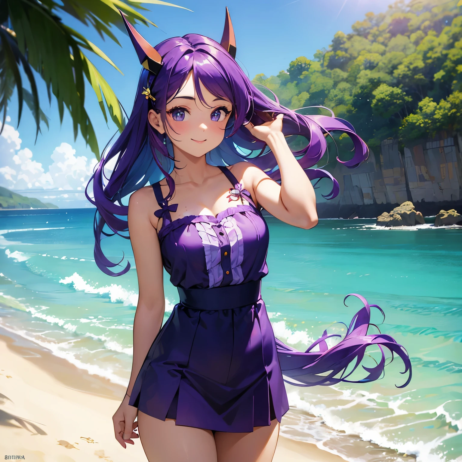Aqua, 1 garota,Standing,posando,tiro de vaqueiro, ((Nu:1.2)), hair rings, hair ornament, qualidade perfeita, boa qualidade, obra de arte, hdr, Ultra HD,vista de cima,((sorriso leve:1.1)),ao ar livre,areia da praia,ocean water,((gozada na cara:1.2))nua