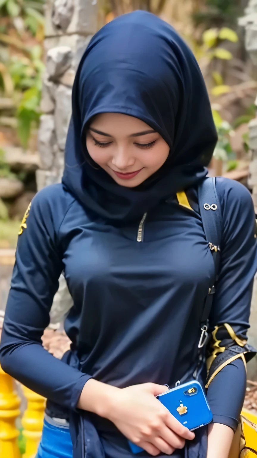 masterpiece, (Best Quality:1.4), Realistic, extremely detailed, CG unified 8k wallpaper, highly detailed, High-definition, raw color photos, professional photograpy, Realistic portrait, Cinematic Light, Beautiful detailed, 1hijabgirl in (tight, 165cm tall:1.5), Beautiful big breasts, breasts details, Exposed breasts, (smile:1.4), (165cm tall:1.5), a girl in Beautiful clothes with wide open front, scarf, (Beautiful tight clothing with scarf:1.4), open chest wide, No bra, (nipple detail:1.2), Outdoors, high intricate detailed, float, cum on, Sense of truth, beautiful landscape forest, sexy lighting,