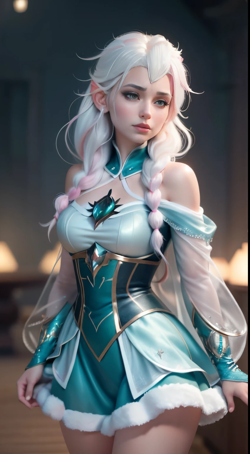 Elfgirl (Komi-san-Elsa frozen Disney mezclando modelos .) (ultra FUSION of white and pink hair) Highly detailed CG unity 8k wallpaper, style shot, complex, high detail, dramatic, highest quality movie still image, very detailed, masterpiece, best quality, character design, Elsa, Elsa from Frozen,Komi-san fusion (( Dark style)), realistic ultra-detailed rendering style, natural light, sharp character design, (hard focus, 8k), (((natural skin texture))), 8k textures, soft cinematic lighting, adobe lightroom, dark room, hdr, Sophisticated, Elegant, Rich Detail, Sharp Focuilm Look) )), Soothing Tones, Detail Frenzy, Intricate Detail, Super Detail, Low Contrast, Soft Film Lighting, Dull Colors, Exposure Blending, HDR, Fade, 35mm, f/1.4, ISO64, f16, 25 sec.