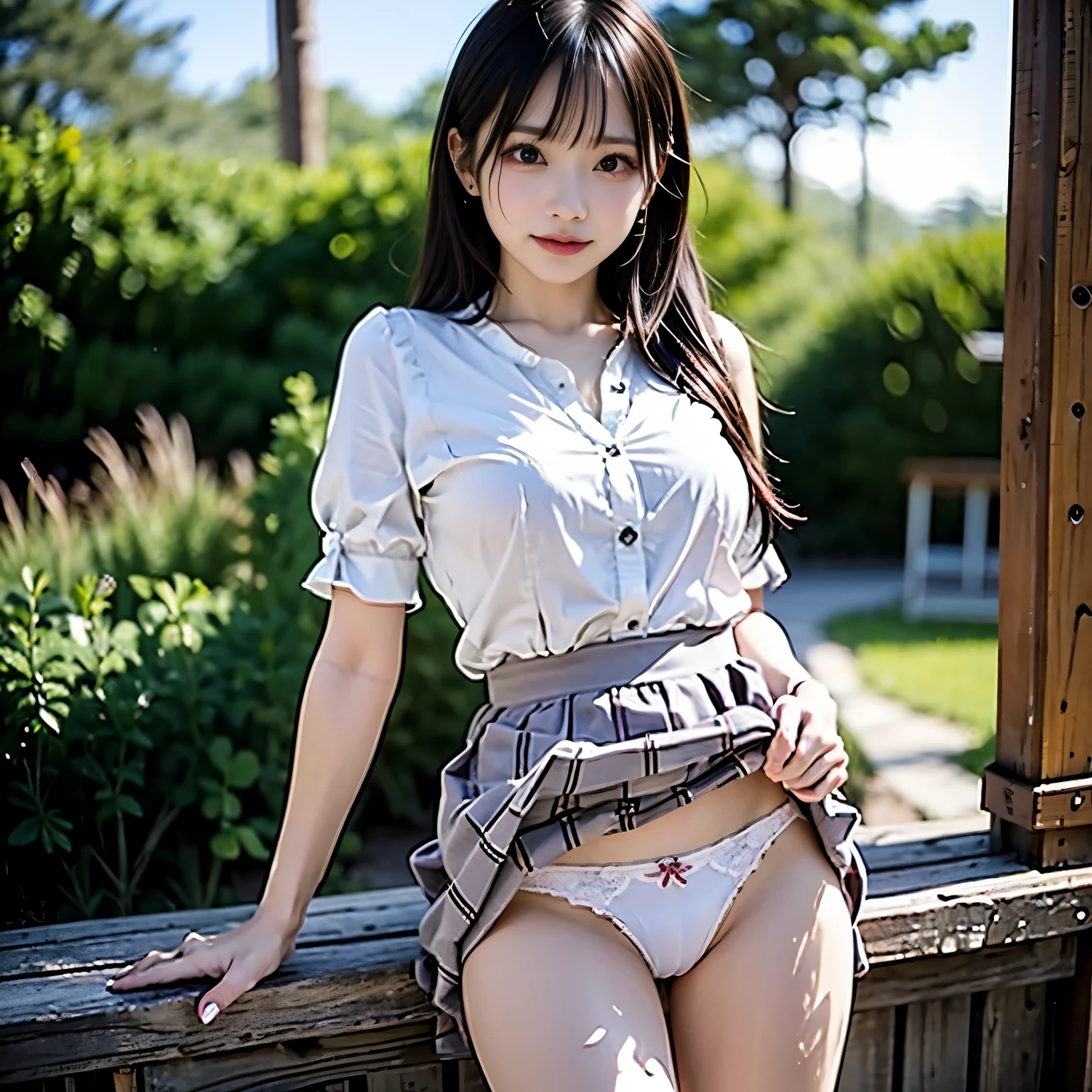 (realistic、Like a photograph、live action、8k, Photoreal, RAW photo, best image quality: 1.4), Single-lens reflex camera、RAW photo, highest quality, realistic, Highly detailed CG Unity 8k wallpaper, Depth of written boundary, cinematic light, Lens flare, ray tracing, realistic background、(mine series、JIRAIKEI、skirt:1.4、skirtlift:1.37、skirtをたくし上げる、Detailed white panties:1.2、white shirt:1.1、best hip shot、attractive hip line:1.2)、panty shot、Random hairstyle with pink inner color:1.2、long hair、stand in the room and look back、((super dense skin))、 1 girl,cute japanese girl、((whole body:1.5),looking at the viewer:1.1、embarrassed look、i like the style、pay attention to details、perfect costume、earrings、(white skin)、accurate portrait、accurate arm、accurate legs、beautiful legs、Precise thighs