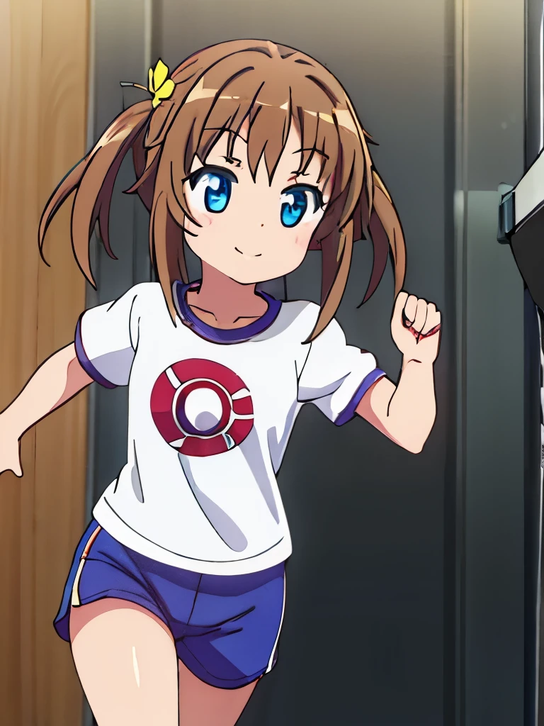 Nanoha Takamachi Strike Arts,Boxing Gym,training,training器具,{One girl},alone,anime,{Primary school students}