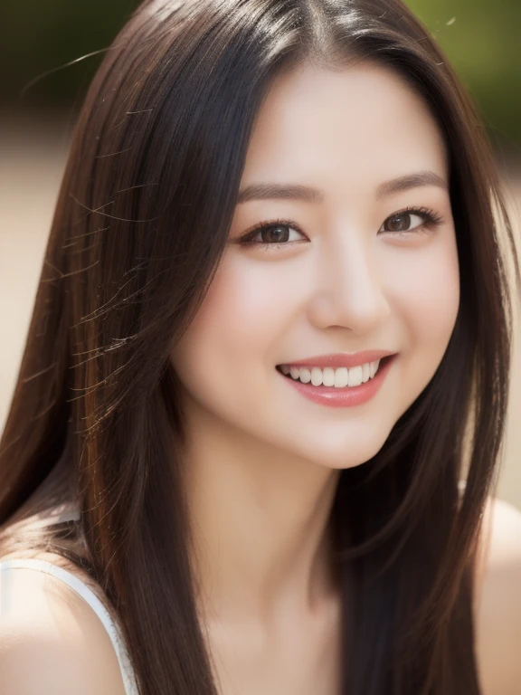(realistic、masterpiece、Best Quality、8K、highres、high resolution:1.3)、1 girl、Huge breasts、smile、white bikini、looking at viewers、super fine face and eyes、long hair、 upper body、