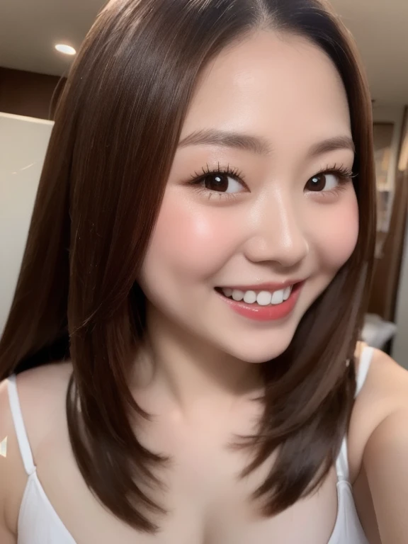 (realistic、masterpiece、Best Quality、8K、highres、high resolution:1.3)、1 girl、smile、Gigantic breasts、white bikini、looking at viewers、super fine face and eyes、long hair、 upper body、