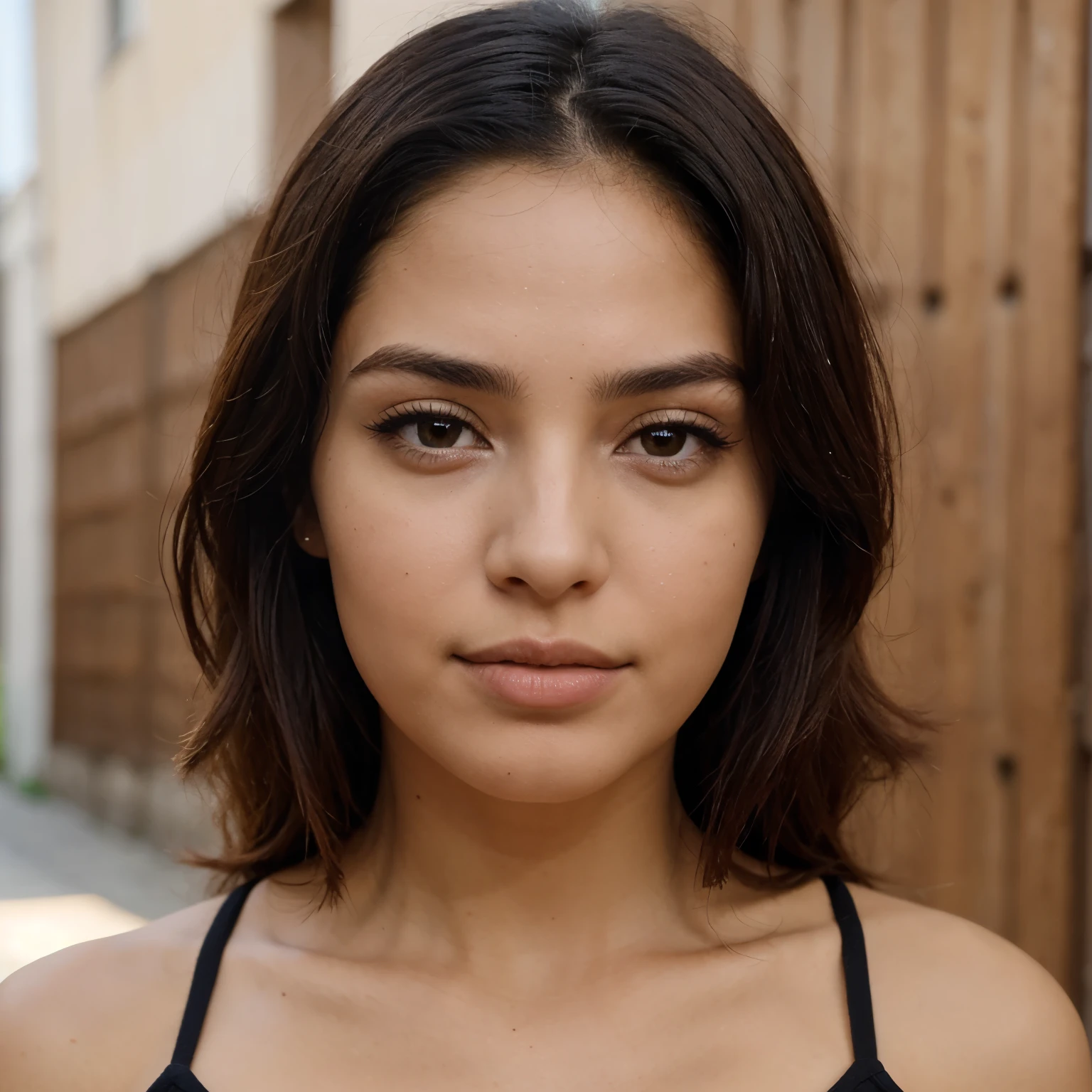 Chico de piel morena y cabello rizado, cejas pobladas y ojos negros