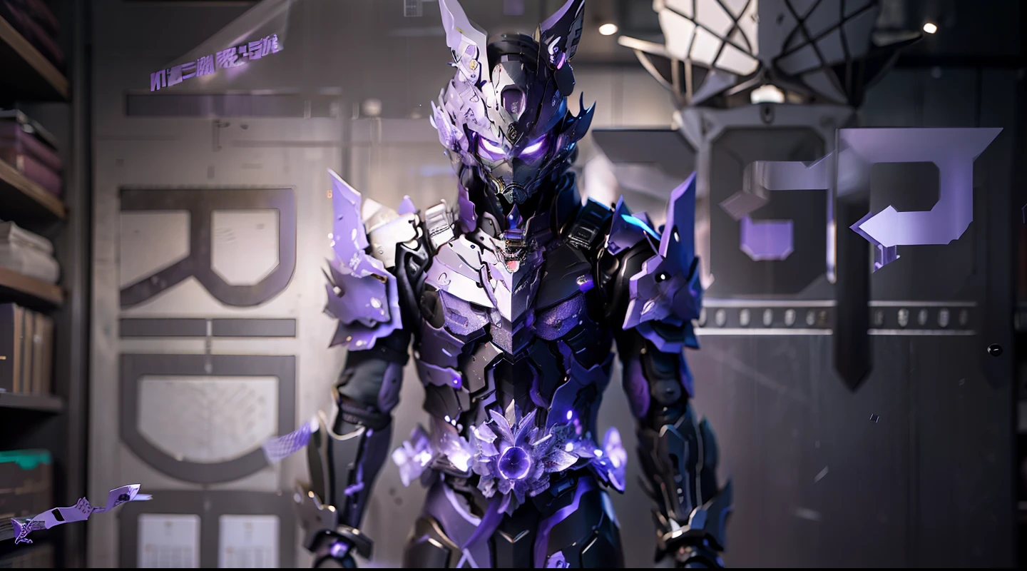 将颜色更改为purple,purple(Ensure its layering and armor texture,purple是主色调,全purple,maintain shape,Please help to improve the layering)