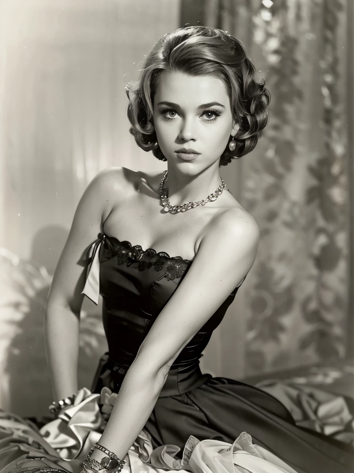 Beautiful woman in the 50s of the 20th century，sexyposture