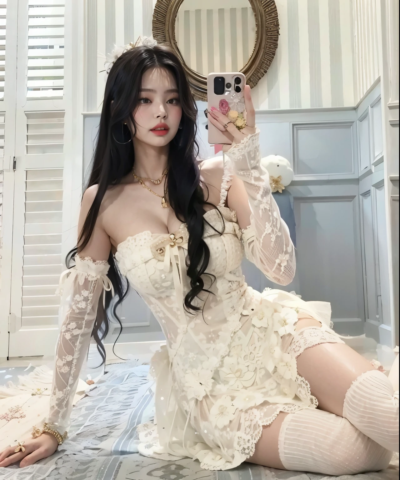 Jennie arranhada com vestido e luvas brancas segurando um celular, Angelawhite, ava max, 2 2 anos, with hat, 21 anos, 18 anos, basia tran | |, , angie lobo, Sakimichan, Amouranto, Cara sexy, Boa , Yelena Belova, 2 3 anos, jennie blackpink