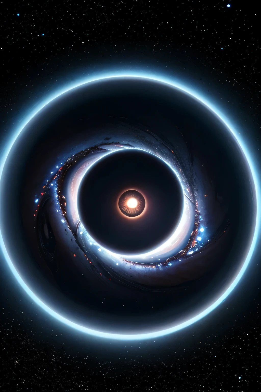 realistic close up of an eye. ultra detail on the iris of the eye, highly detailed eye with a planet in the center. the look and feel of a galaxy. make the iris of the eye an intricate set of colors. 