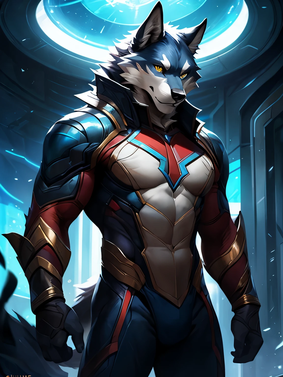 4k, ,8K, A high resolution, best quality, perfect colors, perfect shadows, perfect lighting, posted on e621, (by Chunie, by canyne khai, by t.y.starale), male, furry, Wolf anthro, solo, yellow eyes, (Realistic eye details 1.2), On a spaceship, Wearing Marvel Costume, Super Hero, Marvel, Full body like, Slim body, dramatic lighting, soft lighting, day, highly detail, Hair coiled, delight, Standing up position, cool pose charm, Abstract beauty, centre, Looking at the camera, Facing the camera, nearing perfection, Dynamic, highly detailed, illustration, (Realistic background), ((Bonifasko lighting)), (Detailed eyes), perfect pupils, detail eyes, detail fluffy fur, (seductive face:1.2), fit body, Looking at the camera,, fit body, perfect male figure, Detailed fur, Detailed face, Perfect face, Detailed background, (Complex), (Super Detail), (Ultra Clear), (Best Quality)