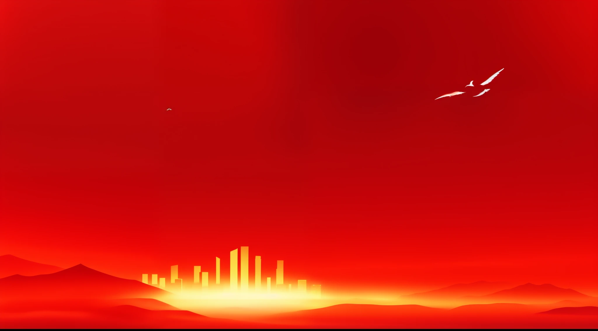 There is a red background,There is a picture of a city and a bird on it, burning city background, city in desert, city on fire background, Desert and city in skyline, desert city, city background, city background, red mood in background, Karachi skyline background, city in background, 簡單的red background, 猩red background, red background, 4k high definition wallpaper illustration