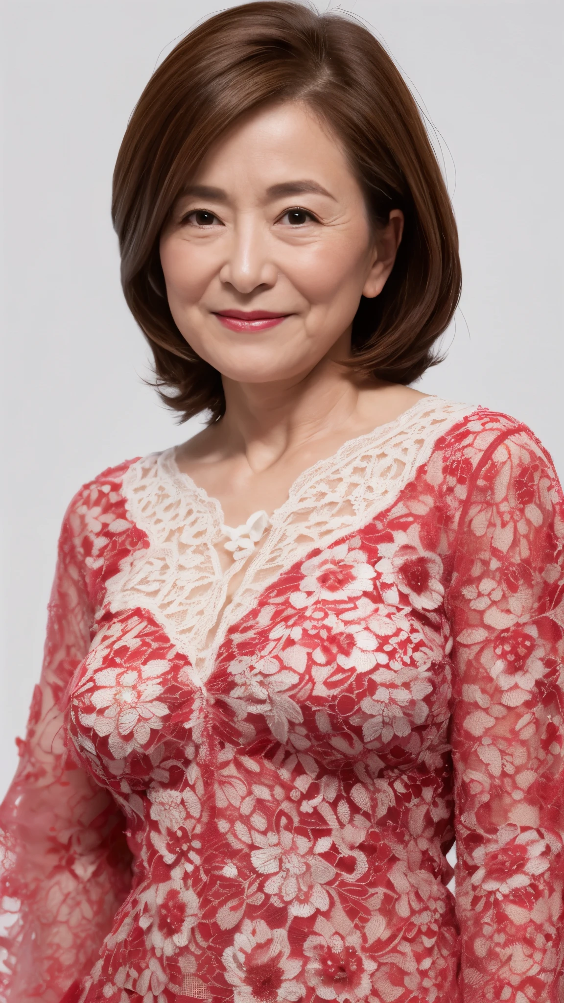 (((alone))), elderly mature woman, pure white background, gravure, facing the front, ((center your face on the screen)), describe the lips correctly,red lips, flashy makeup, from the chest up, photorealistic, highest quality, super detailed, realistic, super detailed細なスキン, perfect anatomy, (1 Japanese mature woman), (positive), 95 years old, huge breasts, mature politician, Glamour, Sexy, pure white skin, looking at the viewer,