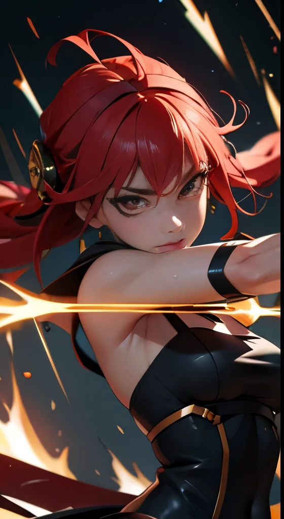 anime styled, yor briar, DD bust size, waifu, ultra-high-quality, ultra high detailed, The ultra -The high-definition, enticing, charming, Powerful battle scenes, Movement is visible, darkened room, Slashing, spark of light