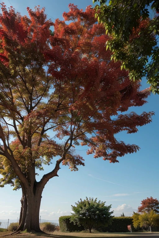 a tree with red leaves