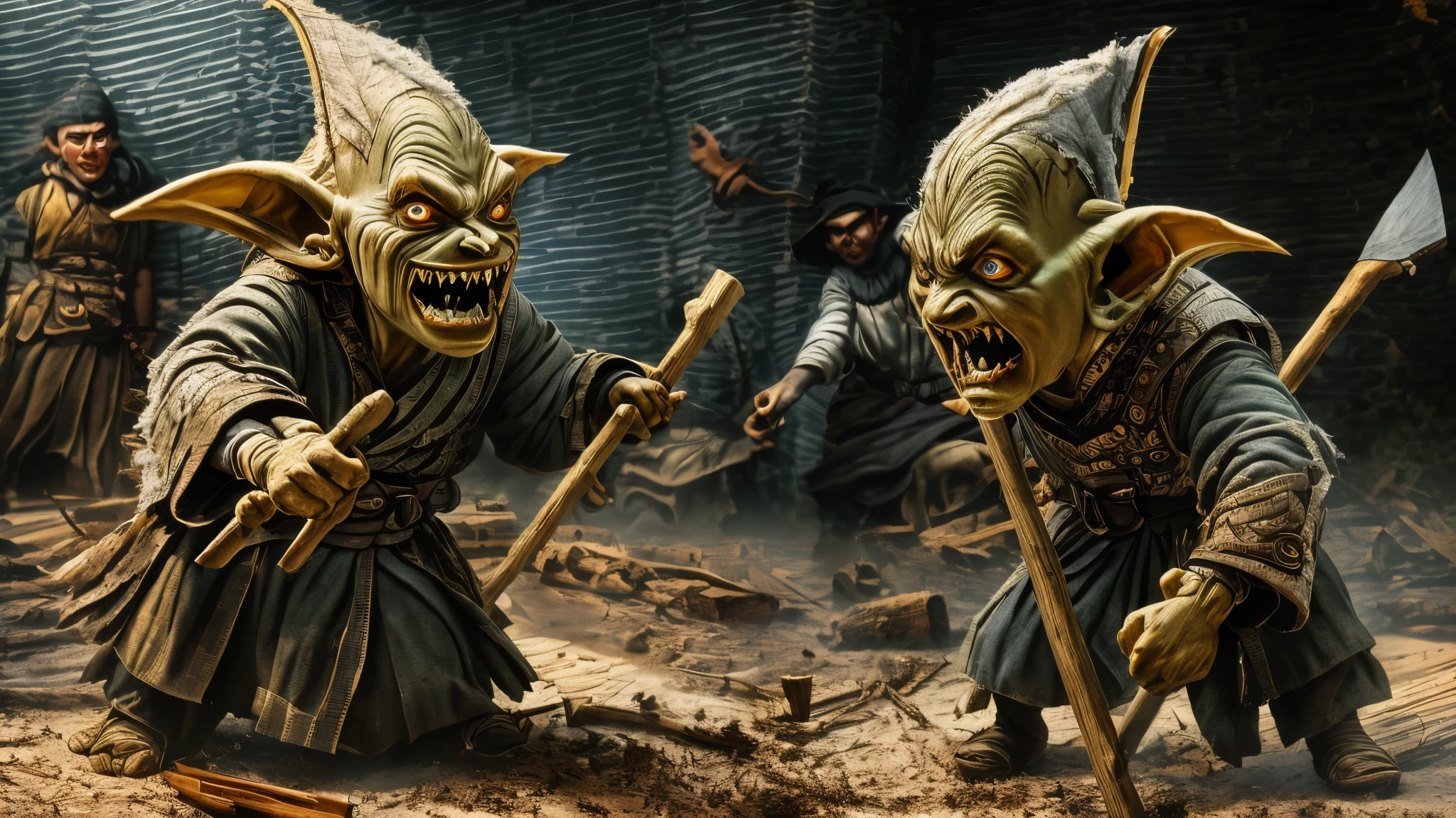 Best quality, masterpiece, ultra high res, (photorealistic:1.5), raw photo,Realistic)), (masterpiece, top quality, best quality, official art), very detailed, most detailed, 1 man, handsome man,(multiple goblins),( goblin:1.4), magical man,happy, masterpiece, best quality, highly detailed (handcuffs:1.3),,sex,,ass penetration,,cumdrip, nsfw , ((goblin man)) , ((gang rape)) , ((group sex)) , ((man become sex slave)) , ((slutty man)) , (((around golbin gangbang man))) , porn ,