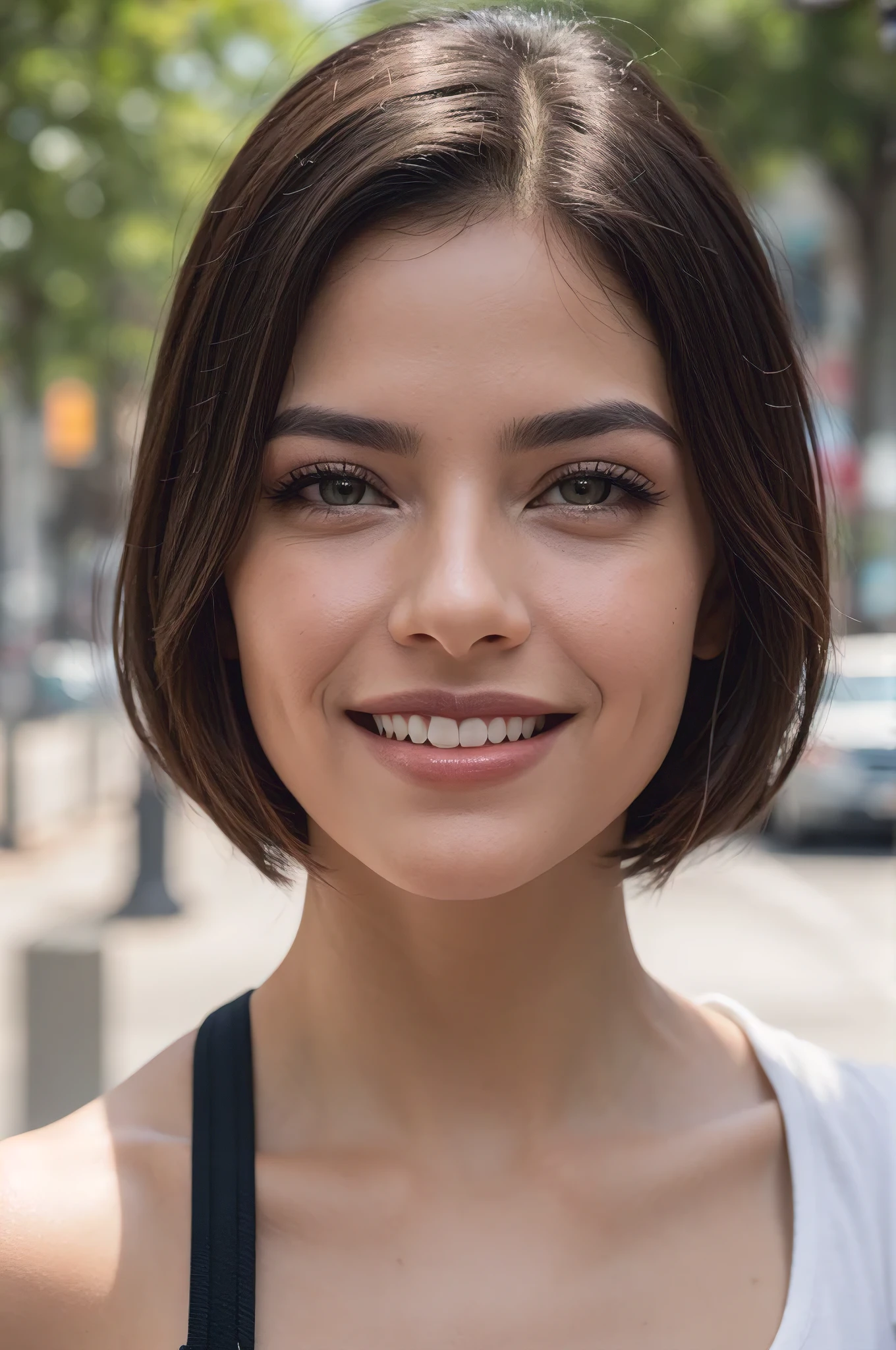 ((fotografia de retrato)),(melhor qualidade, alta qualidade, sharp focus:1.4), Mulher bonita europeia, (cabelo laranja:1.1), sardas, rosto de modo, inventar, (batom vermelho sangue:1.1), olhe para o espectador, camisa, melhor qualidade, Realista , obra de arte, sorriso grande