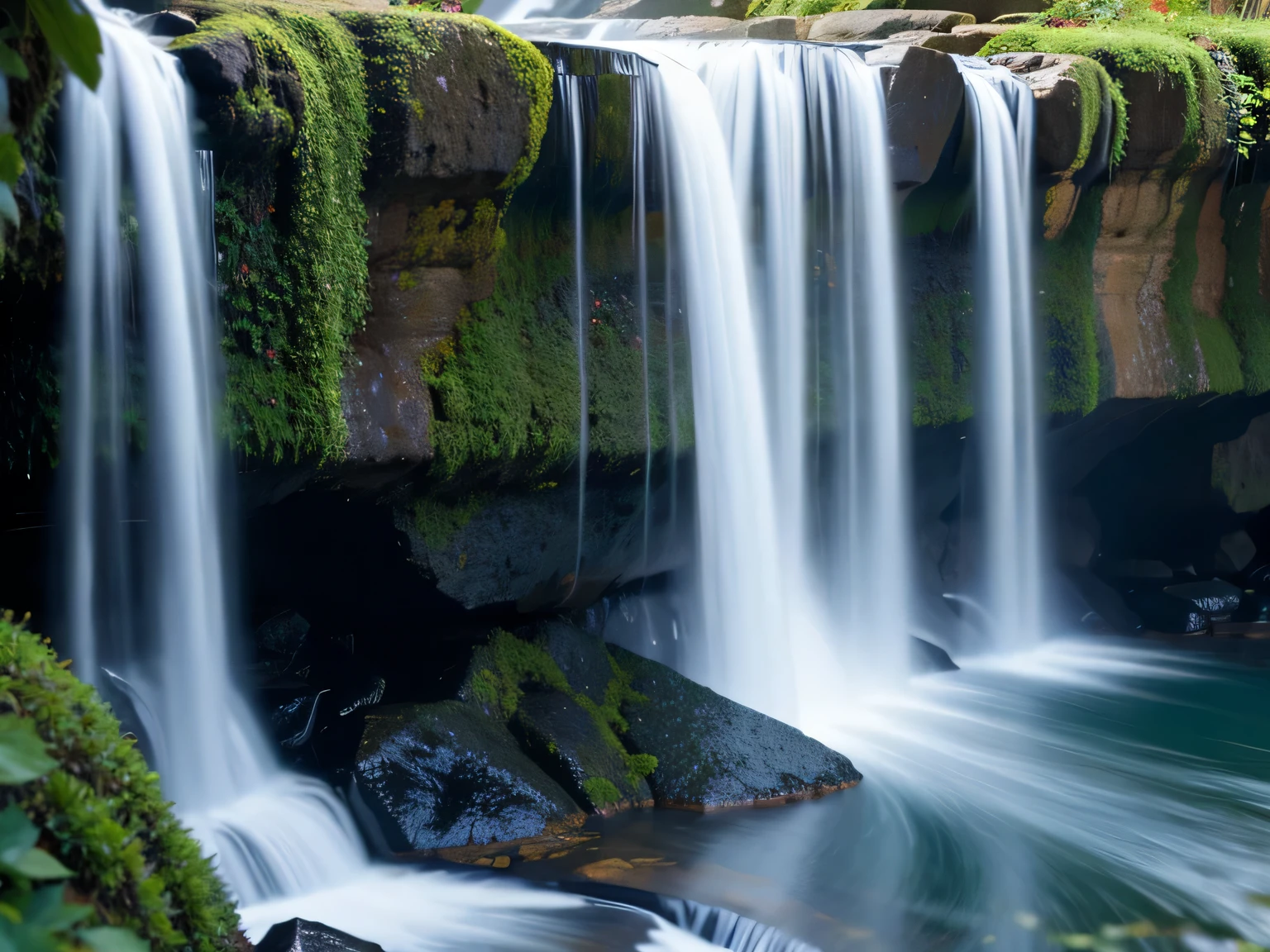 Close-up of waterfall， best quality，masterpiece，（pastel colors：1.2）