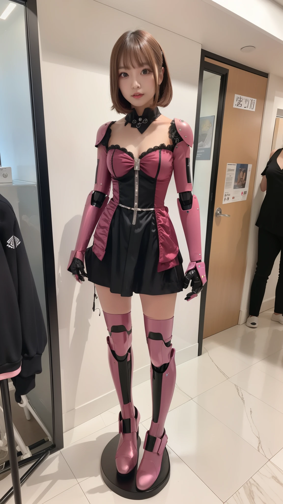 Silver satin costume like a idol, robot