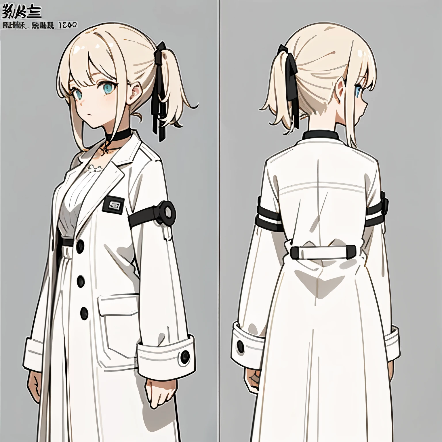 (masterpiece, best quality) detailed, girl, drawing reference, reference, lineart, sketch, short hair, (character design sheet, same character, front, side, back) modern clothes