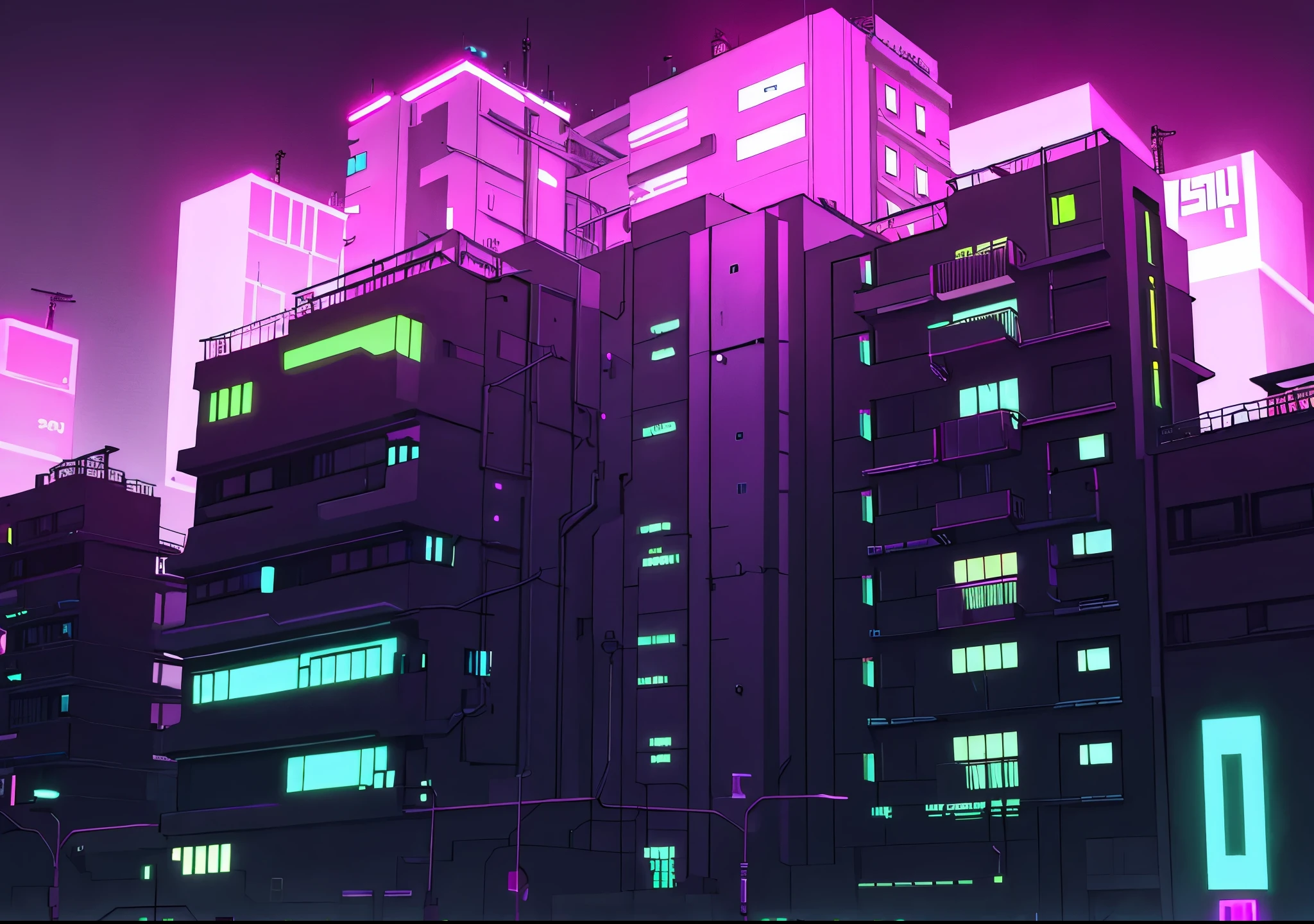 habitacion cyberpunk, graiti, luces neon,