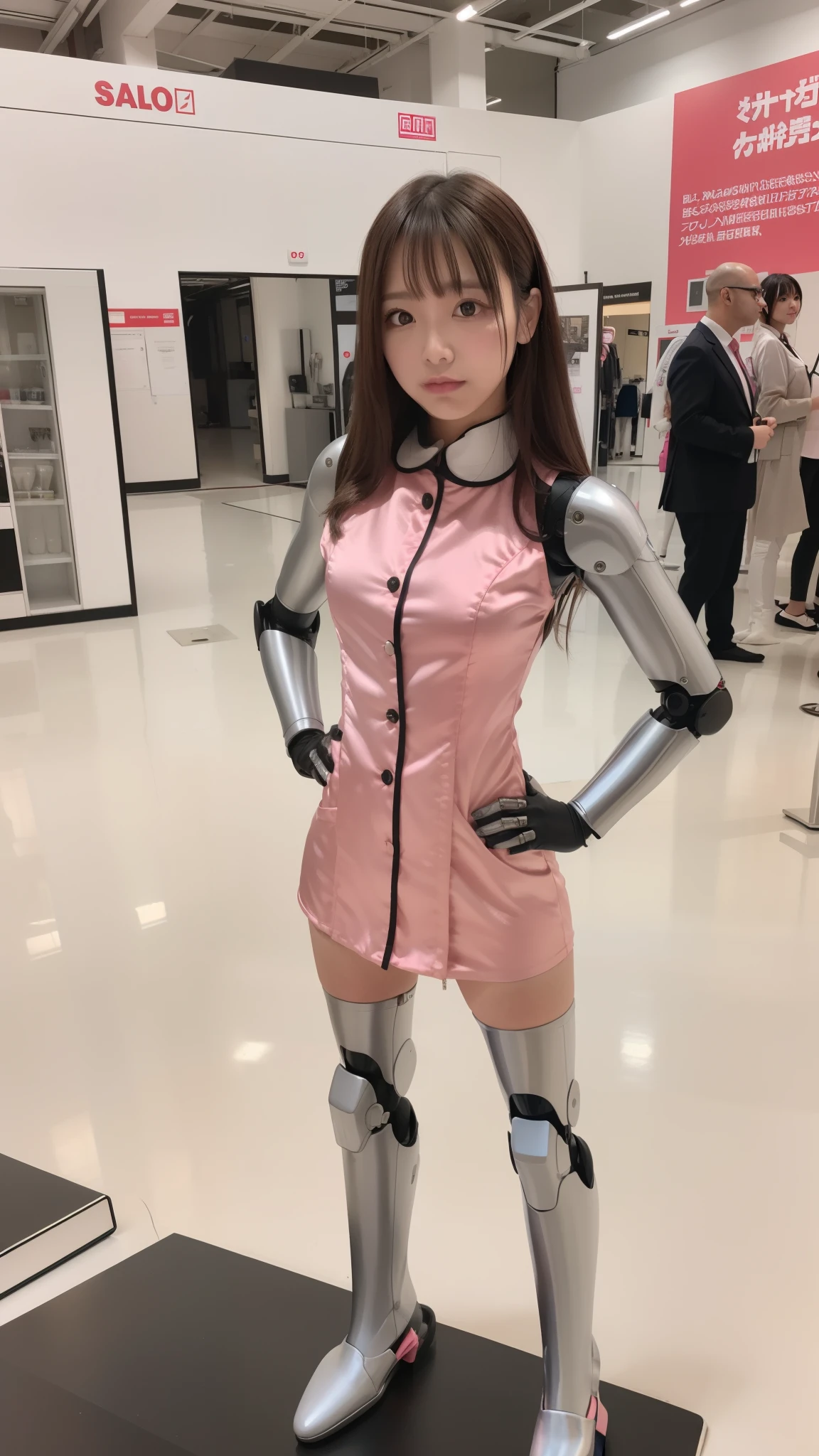 Pink satin nurse uniform, Pink satin nurse costume, robot