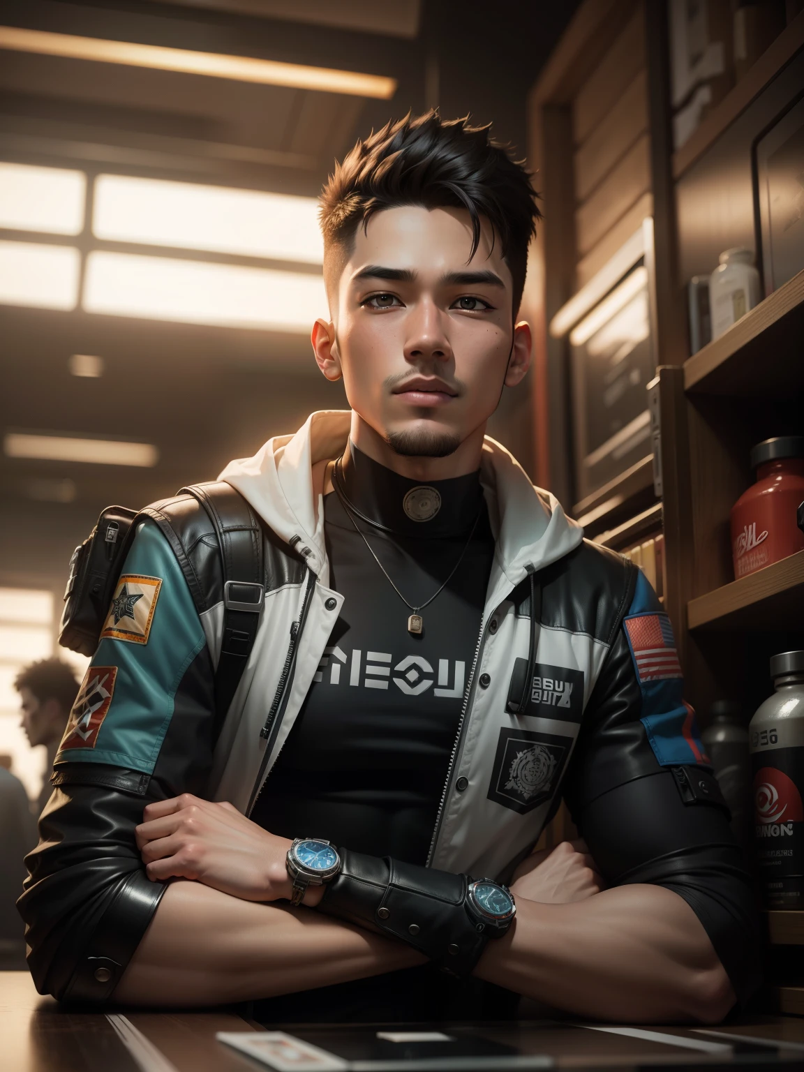 Change background, Cyberpunk handsome guy. teenager, Thai person, 8k realistic faces, ultra realistic.