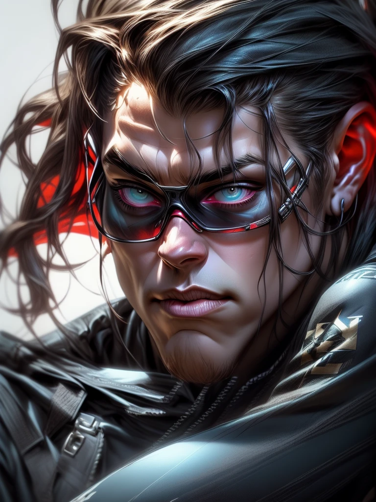 un primer plano de un hombre joven sensual, sonrrisa sensual,con un helado en una mano acercandolo a su boca, con un tatuaje en el brazo y megilla peinado cyberpunk con un mechon de pelo de color violeta, chico hermosa ciberpunk, beautiful cyberpunk boy face, cyberpunk dreamy boy, arte cyberpunk ultrarrealista 8k, cyberpunk 2 0 years. o model man, hermoso modelo de un hombre joven cyberpunk, El retrato de chico cyberpunk, Arte digital 32k muy detallado, hermosa obra de arte digital, Cyborg Cyberpunk. cian, arte digital realista 8k, iluminacion suave de neon en el rostro y cuerpo